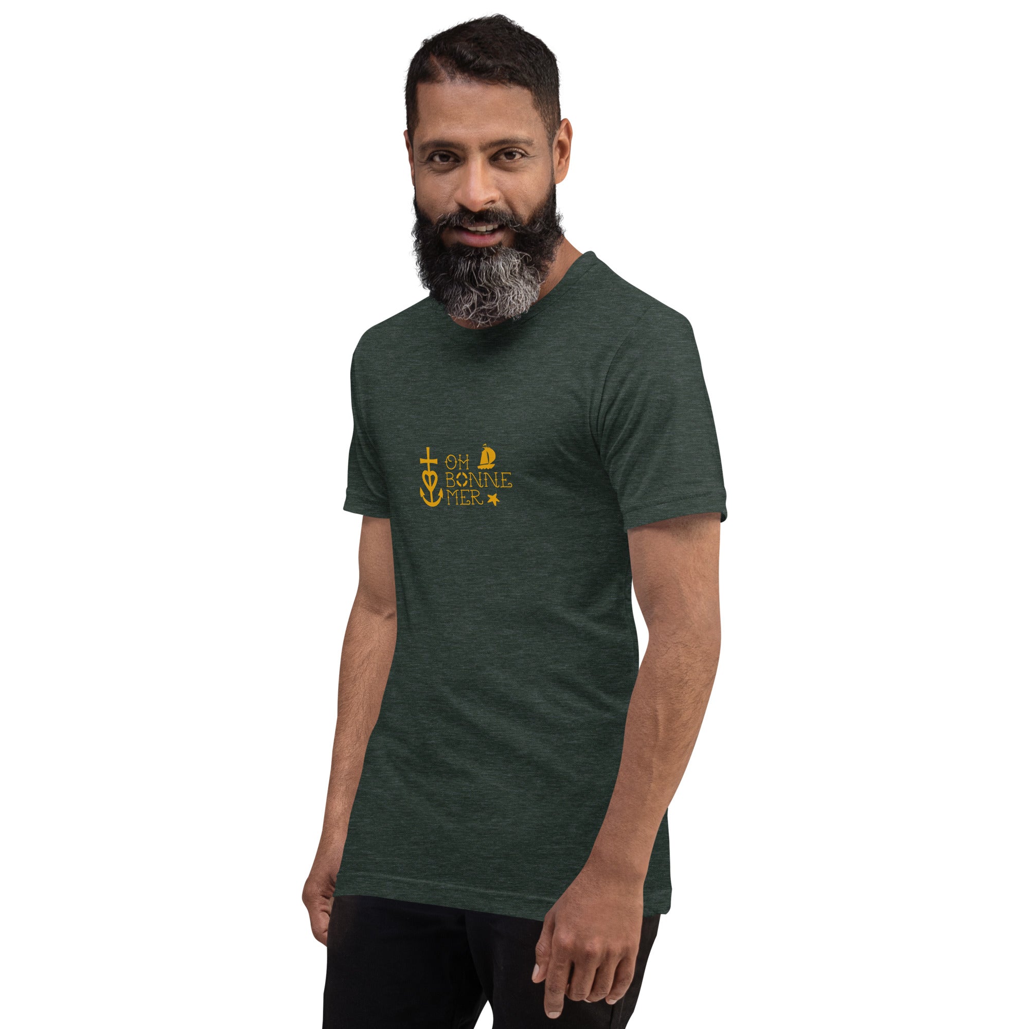 Unisex cotton t-shirt Oh Bonne Mer 2 on dark heather colors