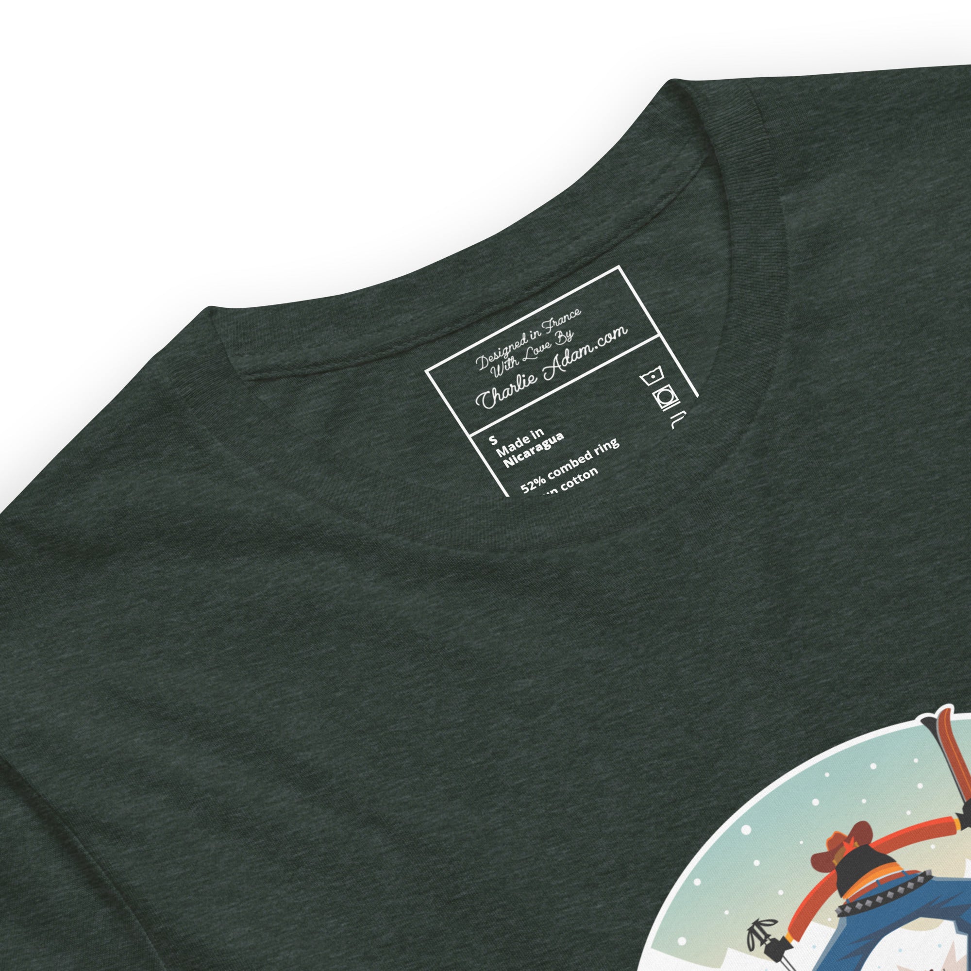 T-shirt en coton unisexe Ski Fight at OK Corral sur couleurs chinées foncées