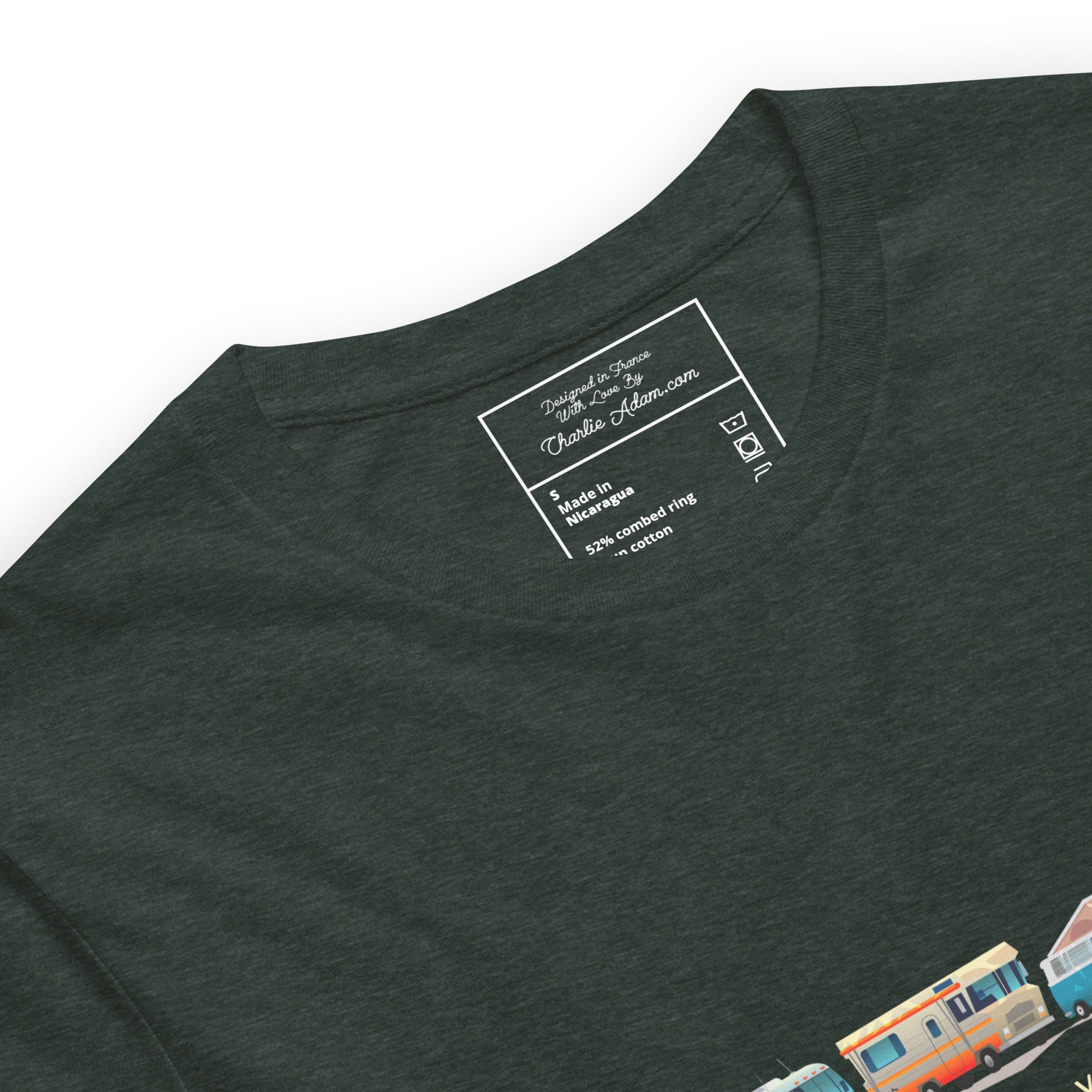 T-shirt en coton unisexe Vintage Campers: Home is where you park it sur couleurs chinées foncées