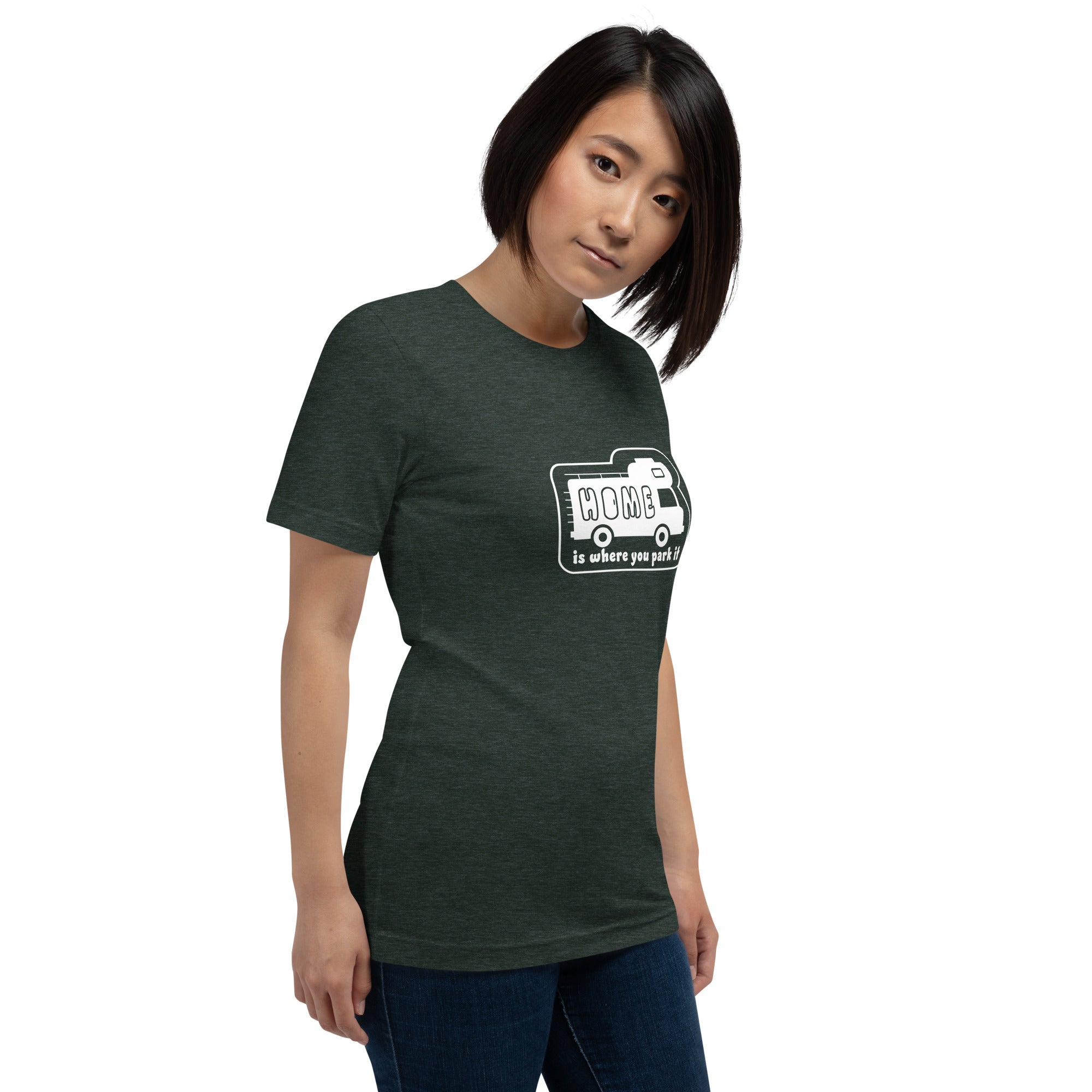 Unisex cotton t-shirt Bold Camper Van on dark heather colors