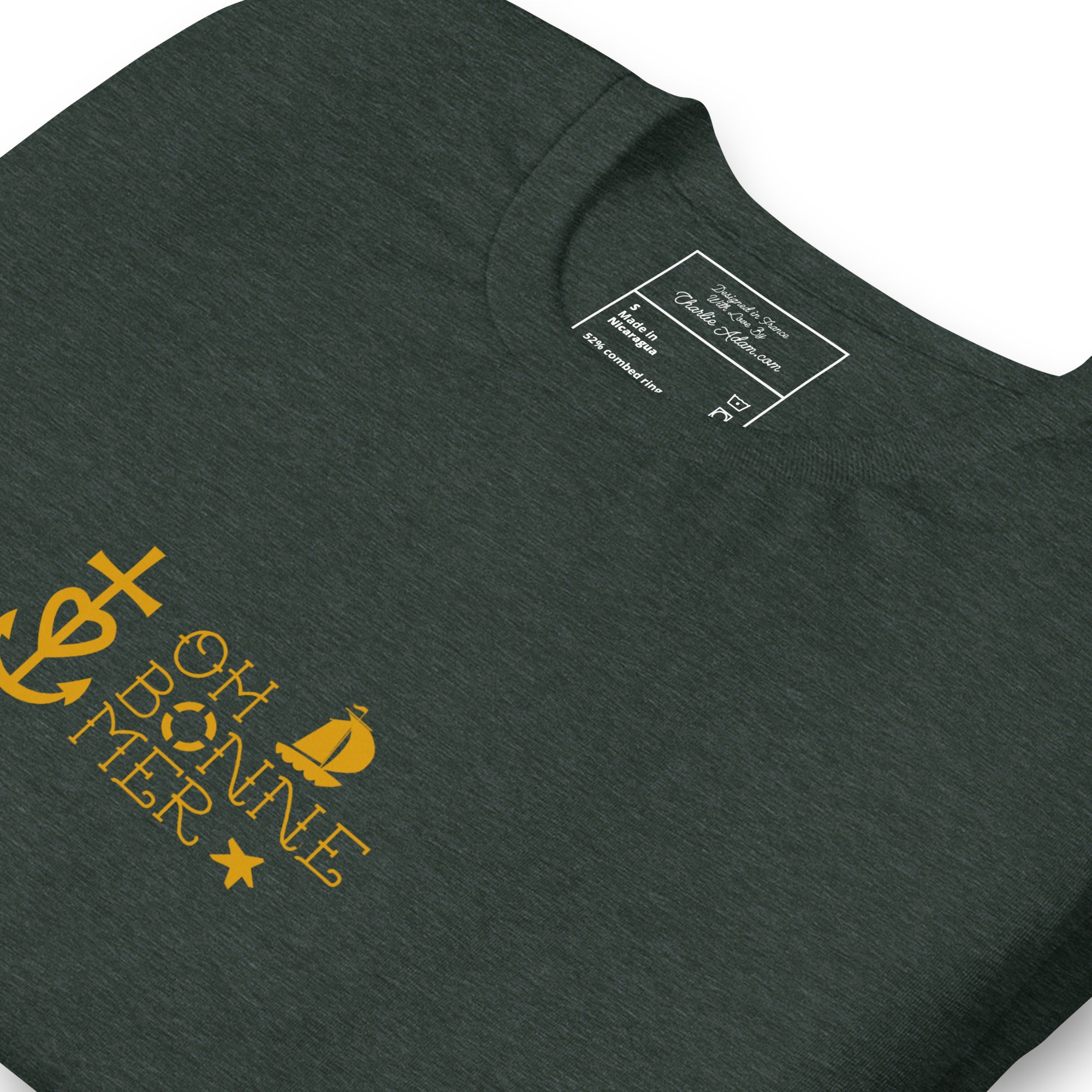 Unisex cotton t-shirt Oh Bonne Mer 2 on dark heather colors