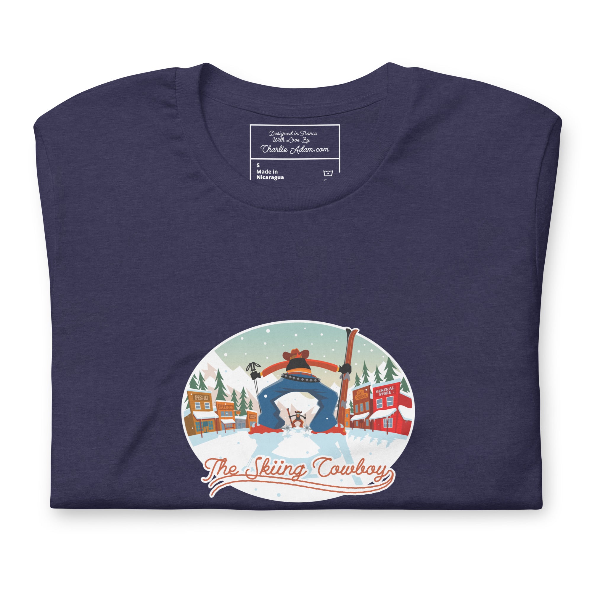 T-shirt en coton unisexe Ski Fight at OK Corral sur couleurs chinées foncées