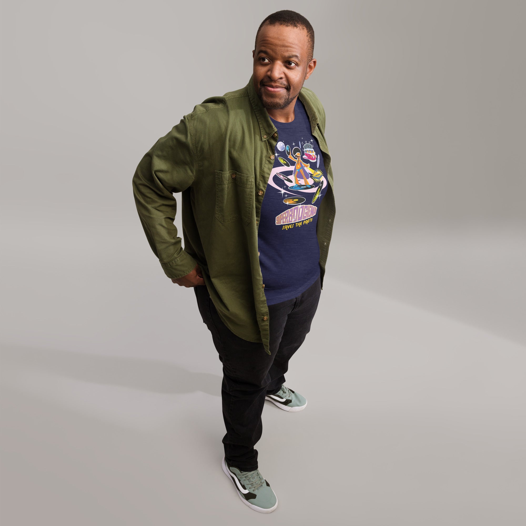 Unisex t-shirt Superboogieman saves the Party on dark heather colors