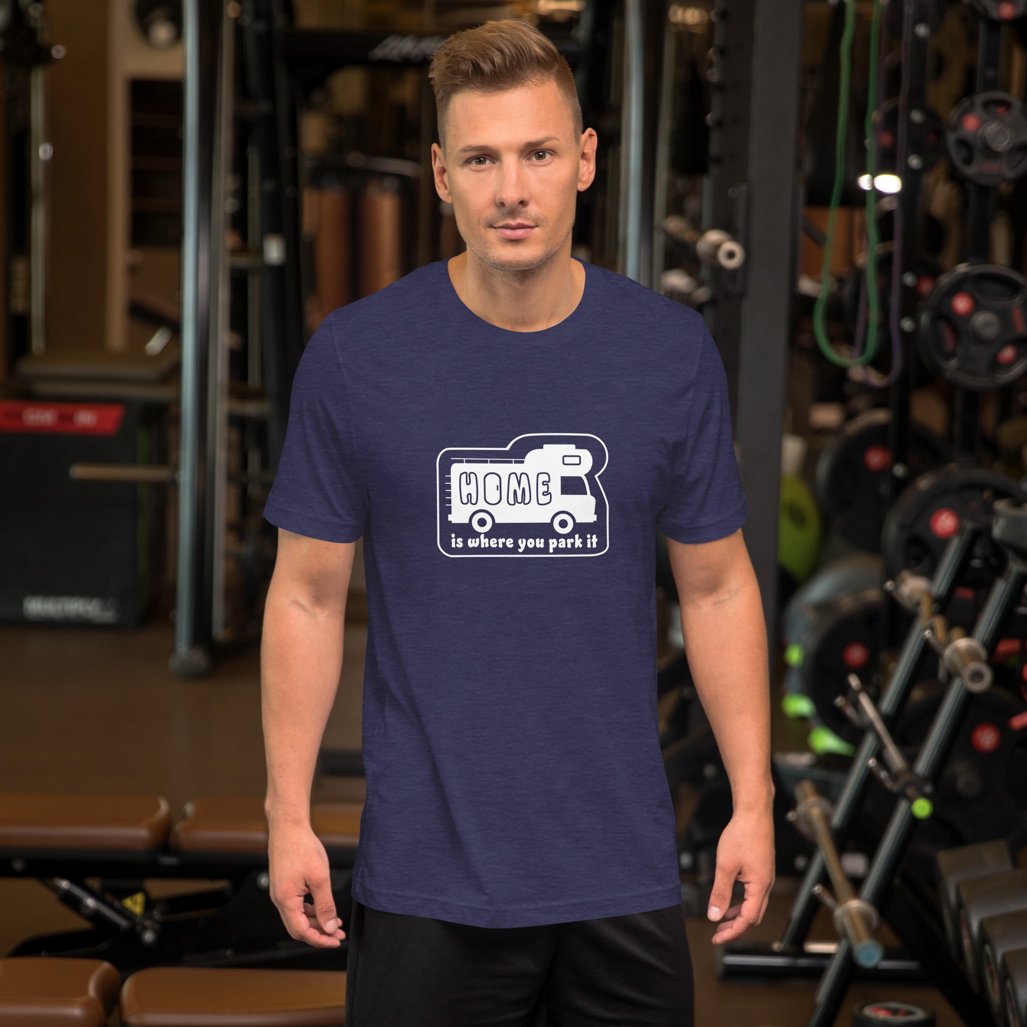 Unisex cotton t-shirt Bold Camper Van on dark heather colors