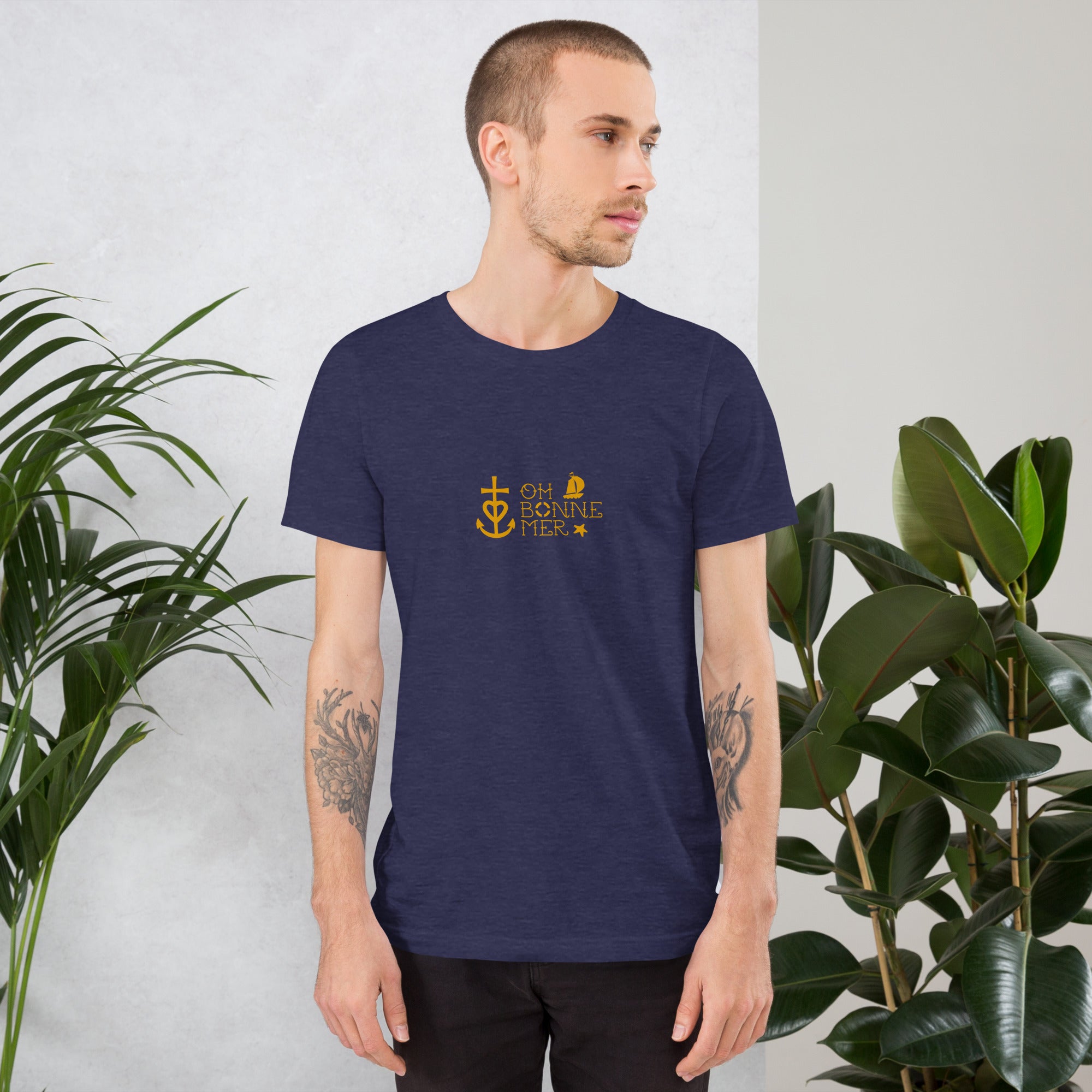 Unisex cotton t-shirt Oh Bonne Mer 2 on dark heather colors