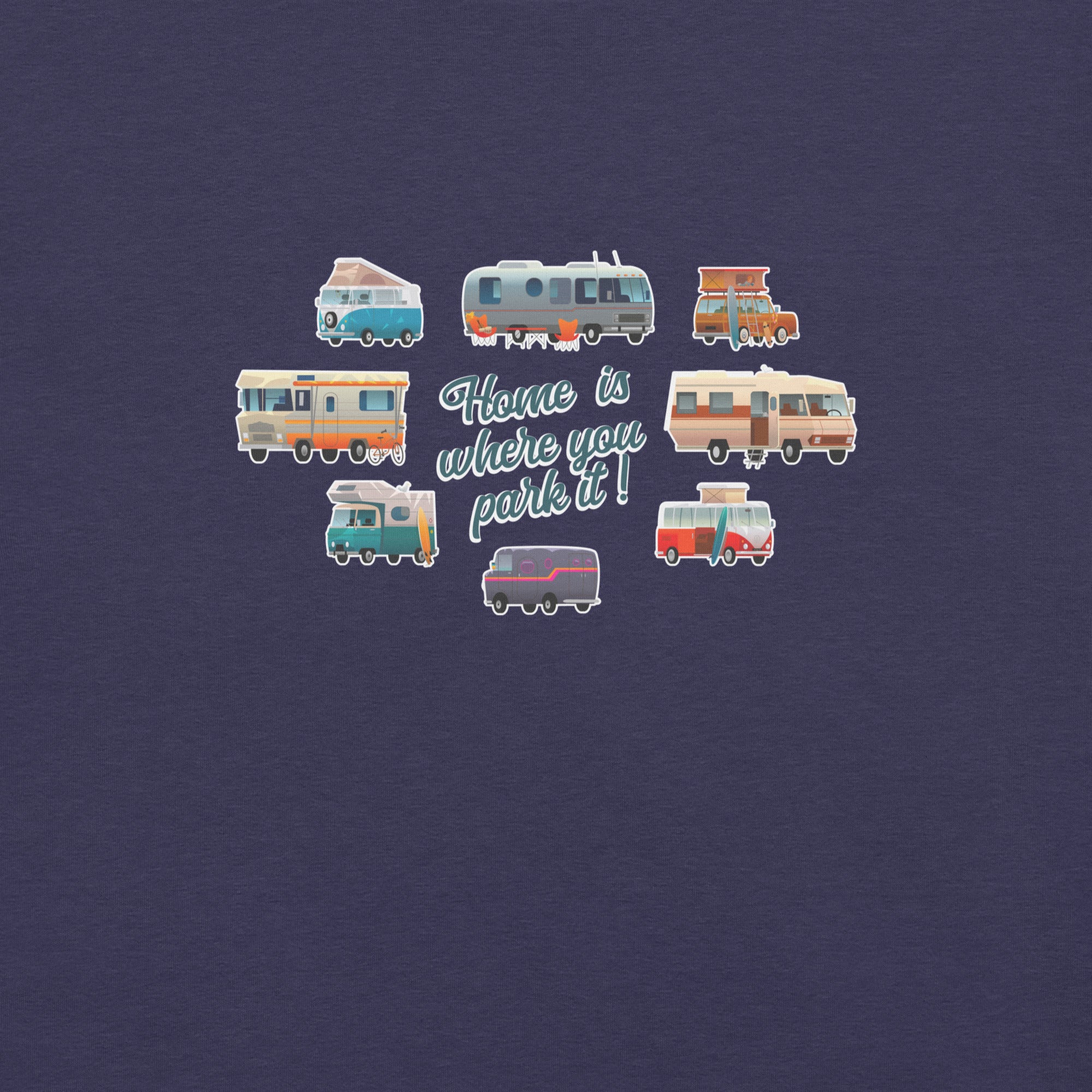 T-shirt en coton unisexe Square Vintage Campers sur couleurs chinées foncées