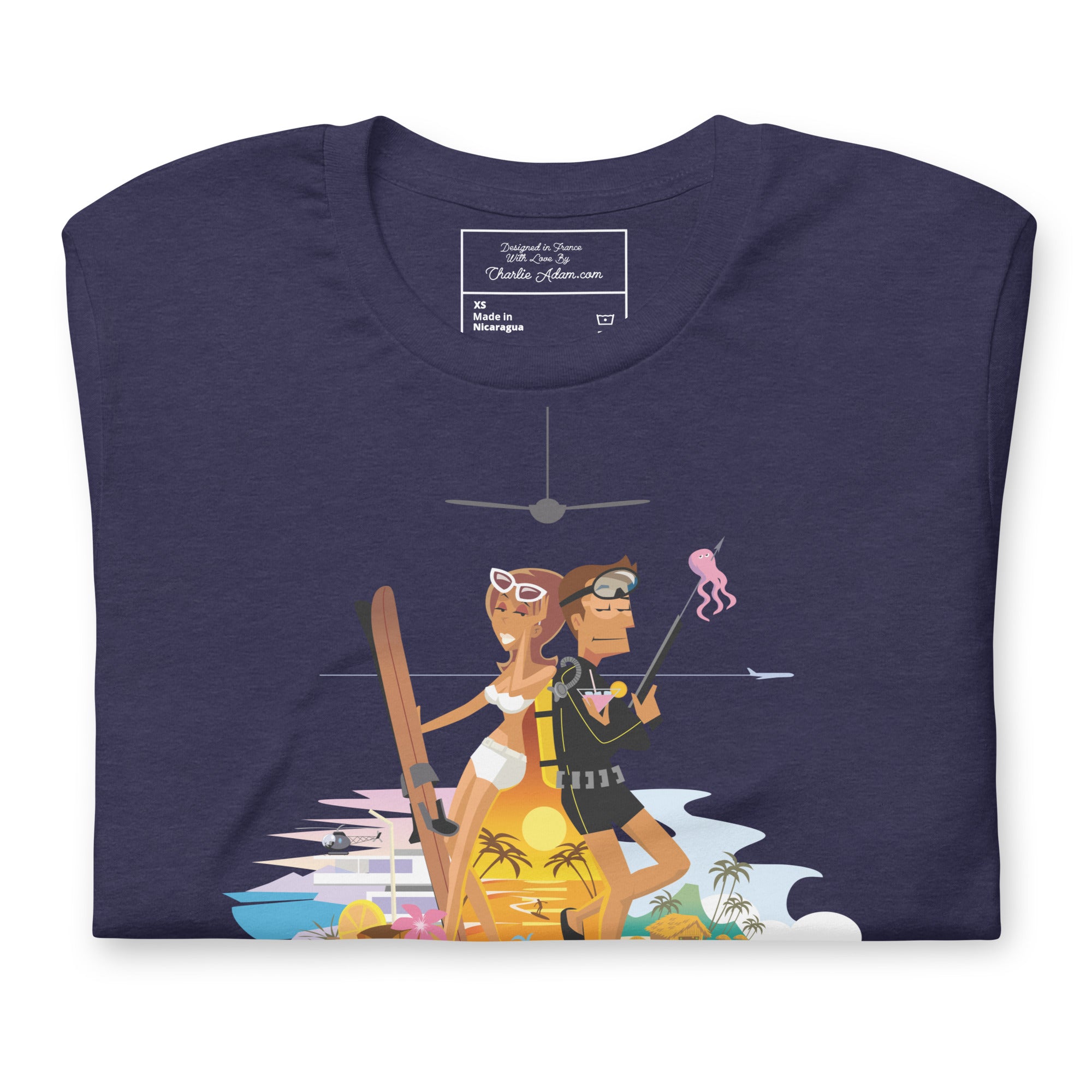 T-shirt en coton unisexe License to Chill Vamos a la playa sur couleurs chinées foncées