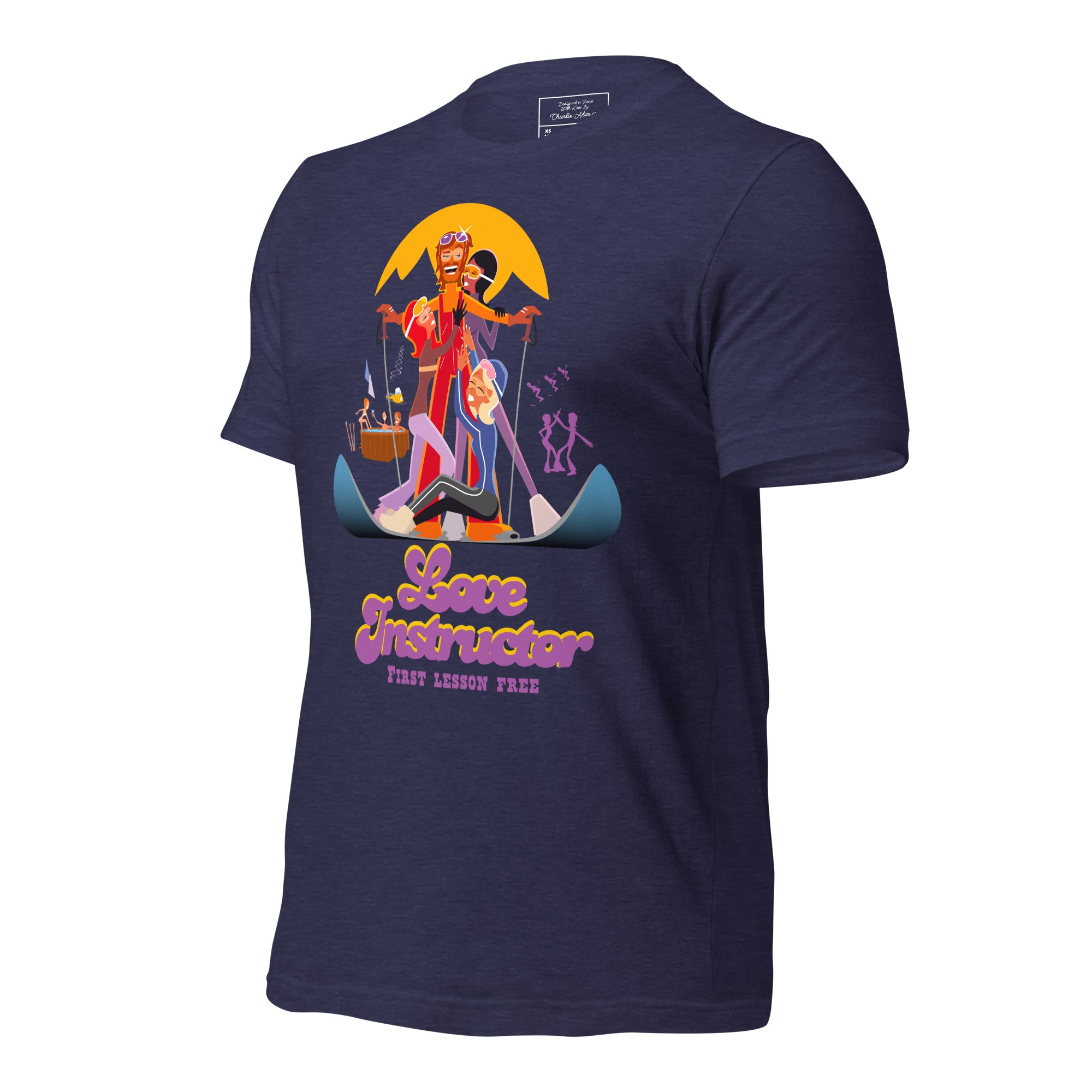 Unisex t-shirt Love instructor First lesson free on dark heather colors