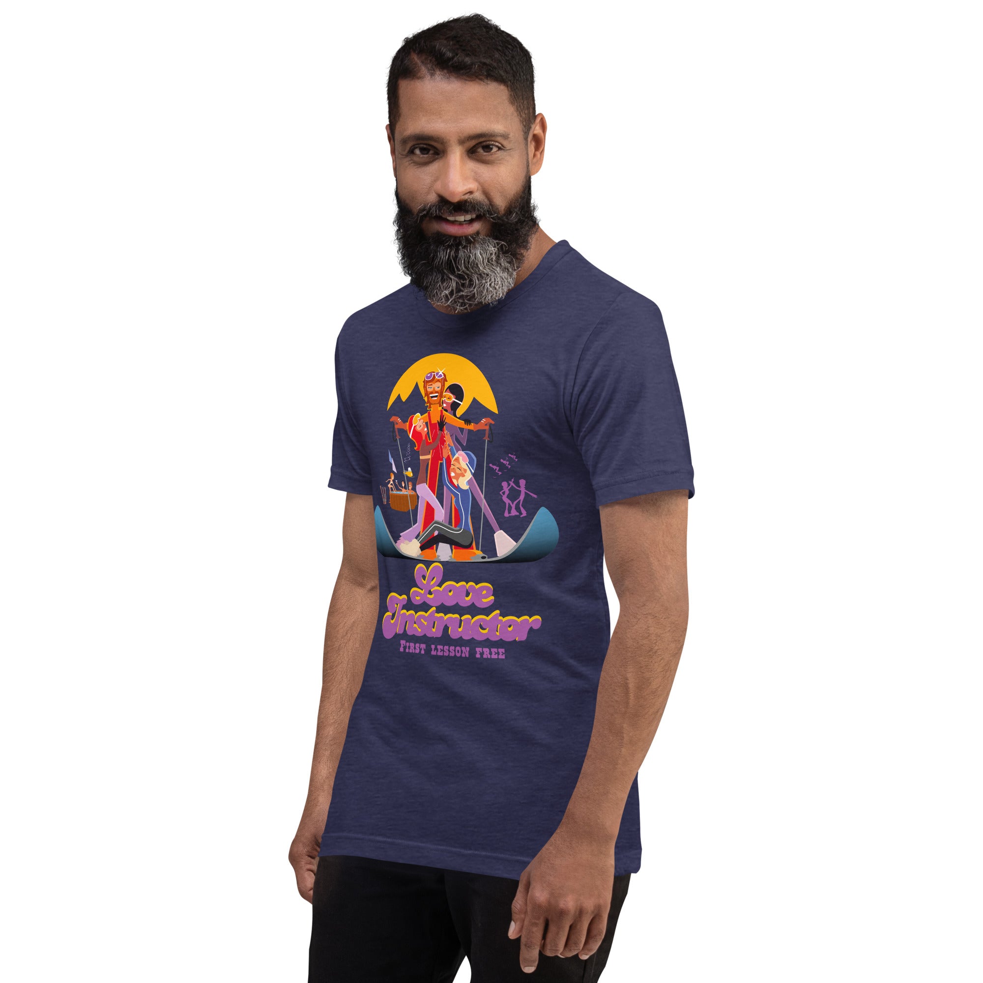 Unisex t-shirt Love instructor First lesson free on dark heather colors