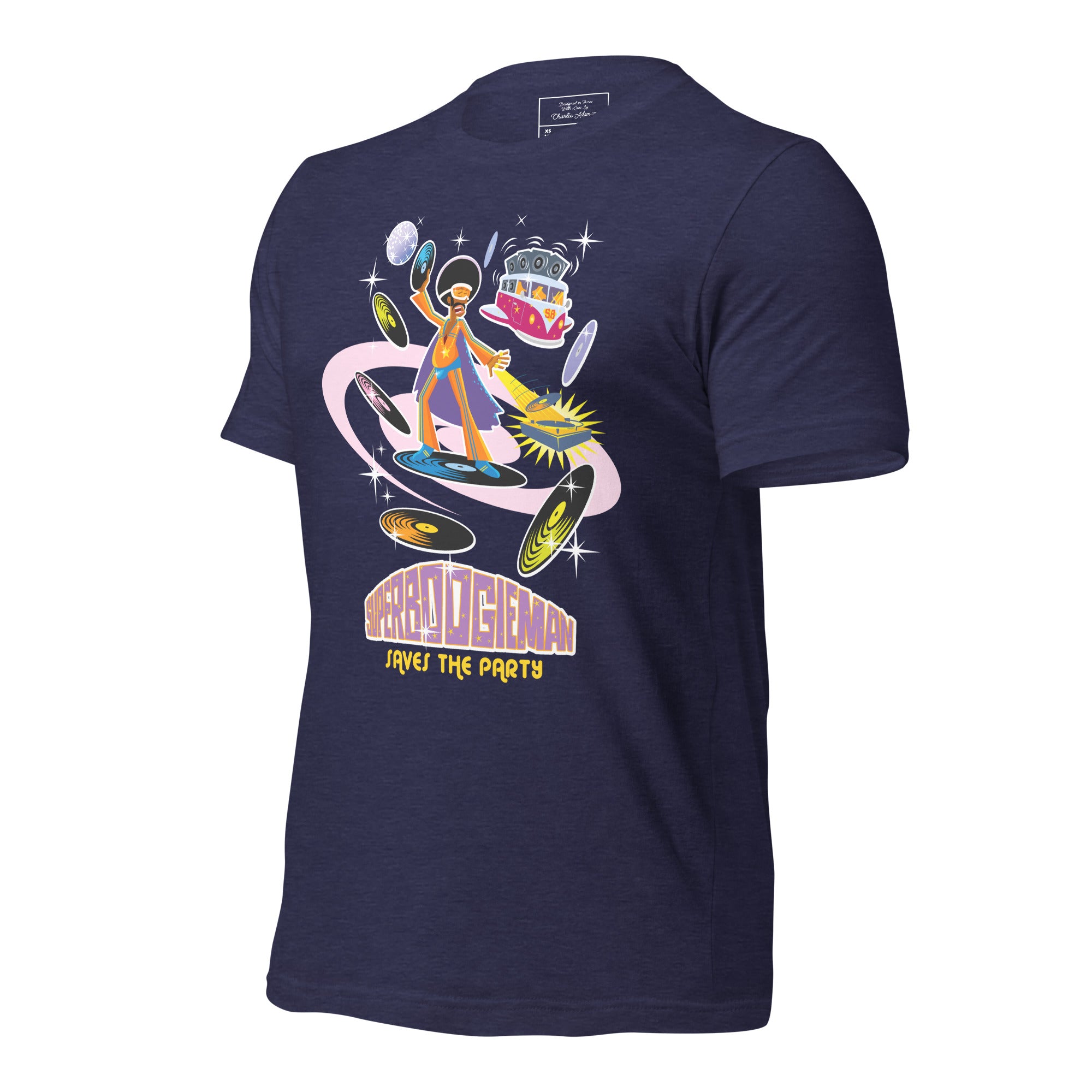 Unisex t-shirt Superboogieman saves the Party on dark heather colors