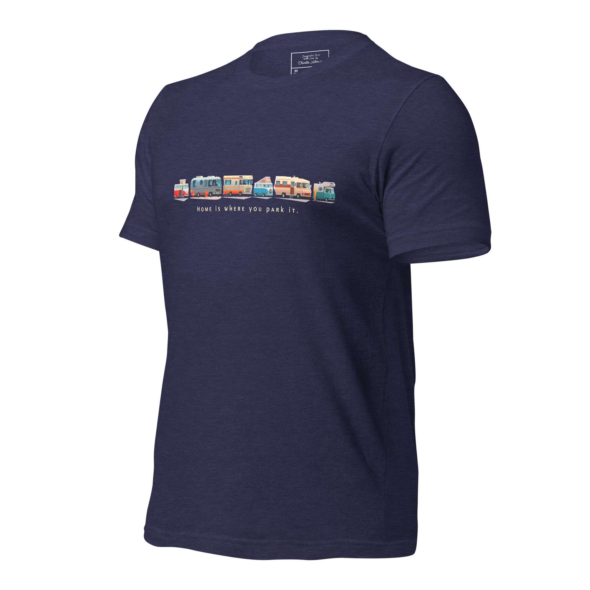 T-shirt en coton unisexe Vintage Campers: Home is where you park it sur couleurs chinées foncées
