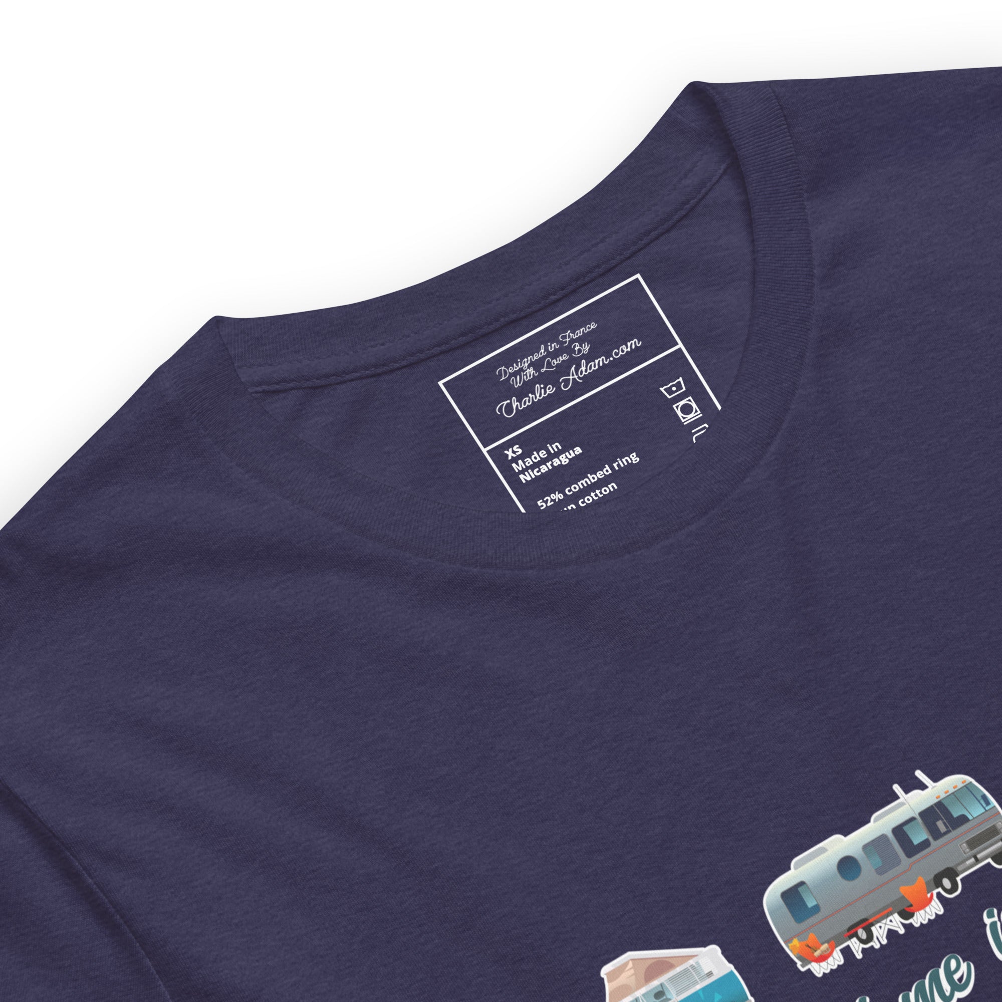 T-shirt en coton unisexe Square Vintage Campers sur couleurs chinées foncées
