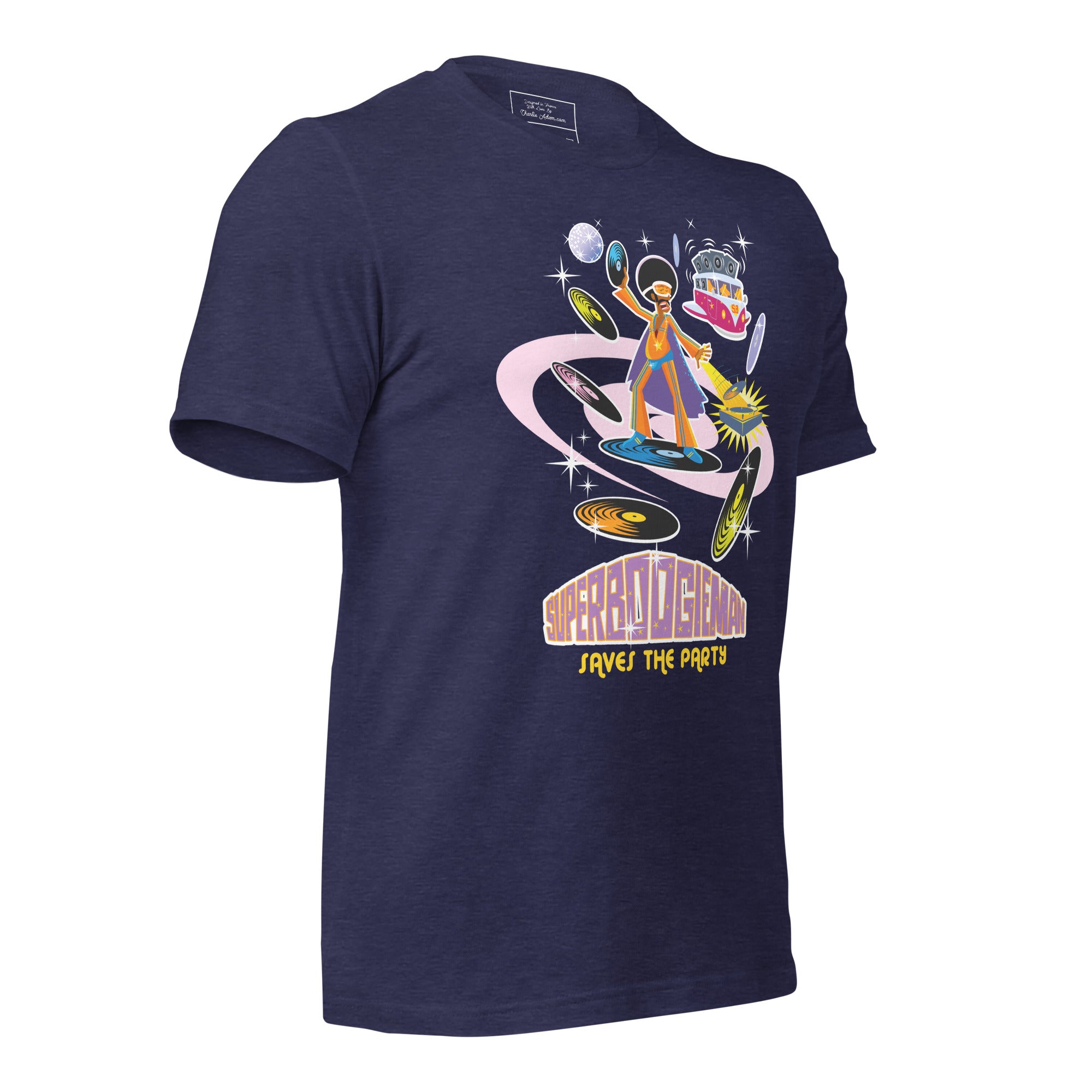 Unisex t-shirt Superboogieman saves the Party on dark heather colors