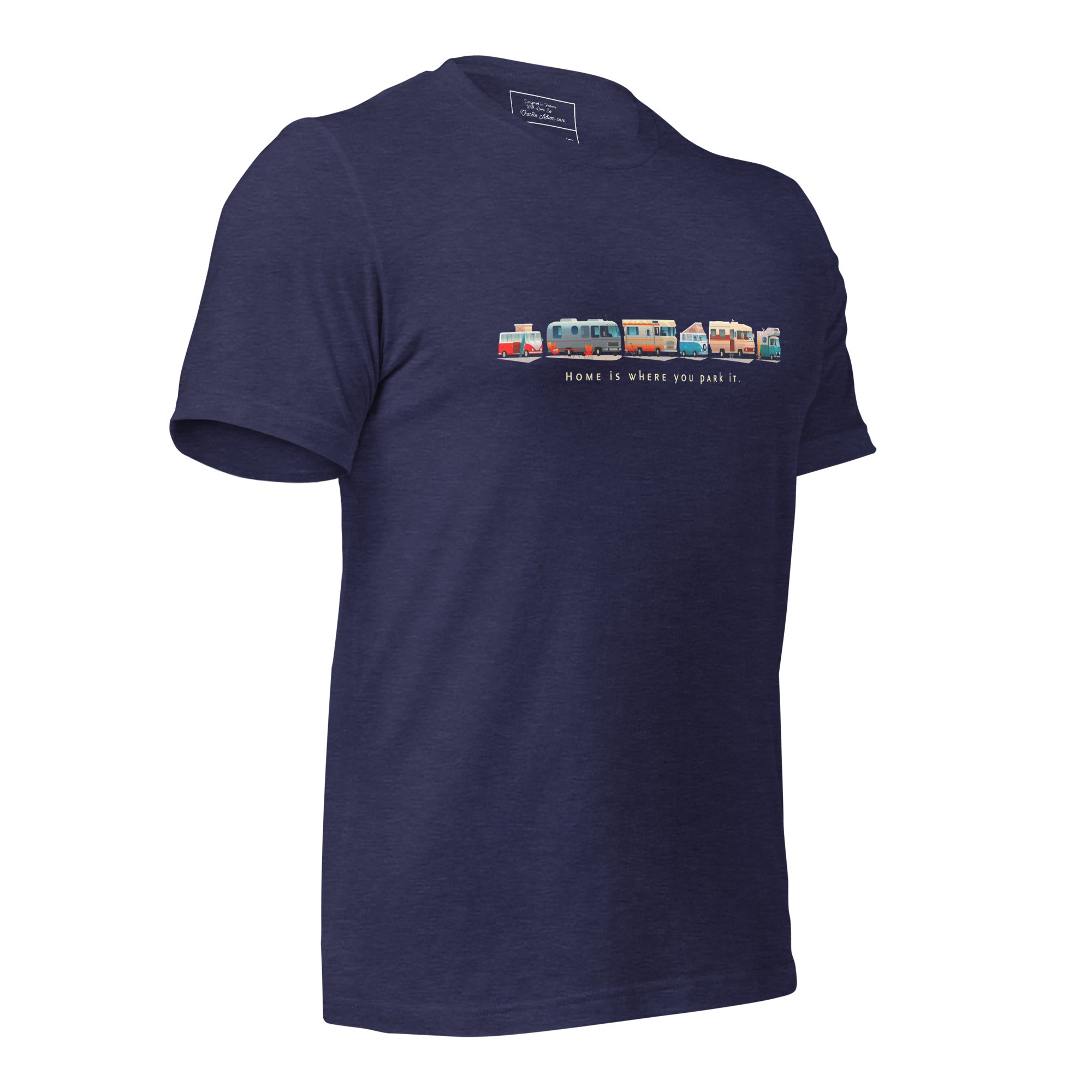 T-shirt en coton unisexe Vintage Campers: Home is where you park it sur couleurs chinées foncées