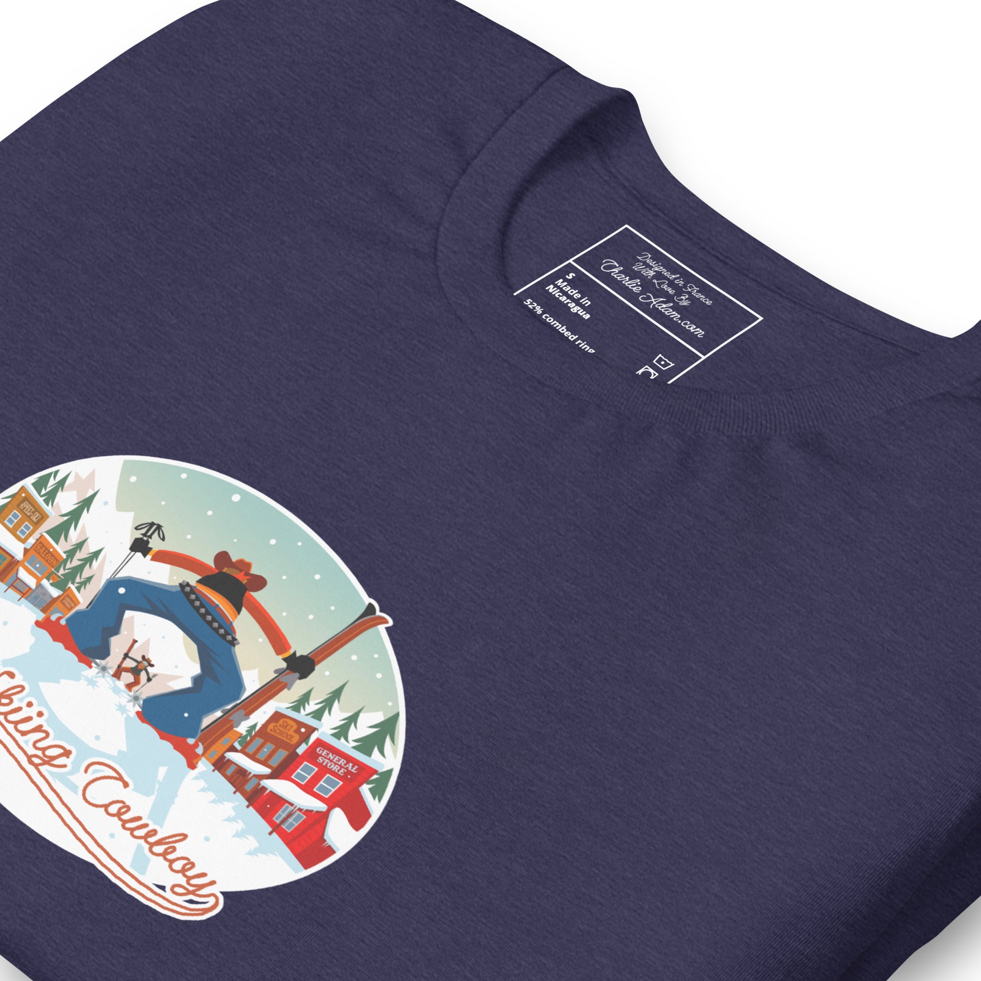 T-shirt en coton unisexe Ski Fight at OK Corral sur couleurs chinées foncées