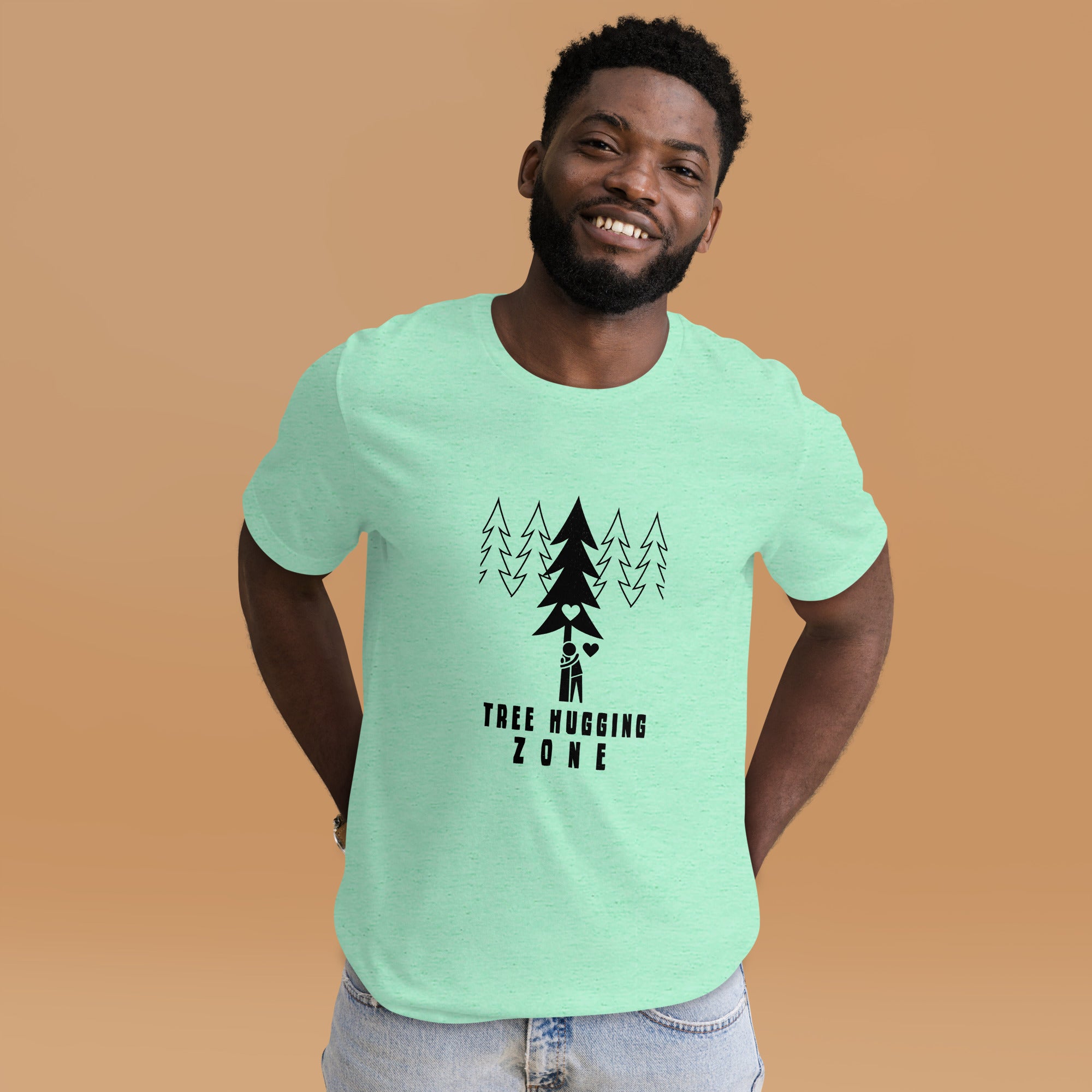 Unisex t-shirt Tree hugging zone on light heather colors