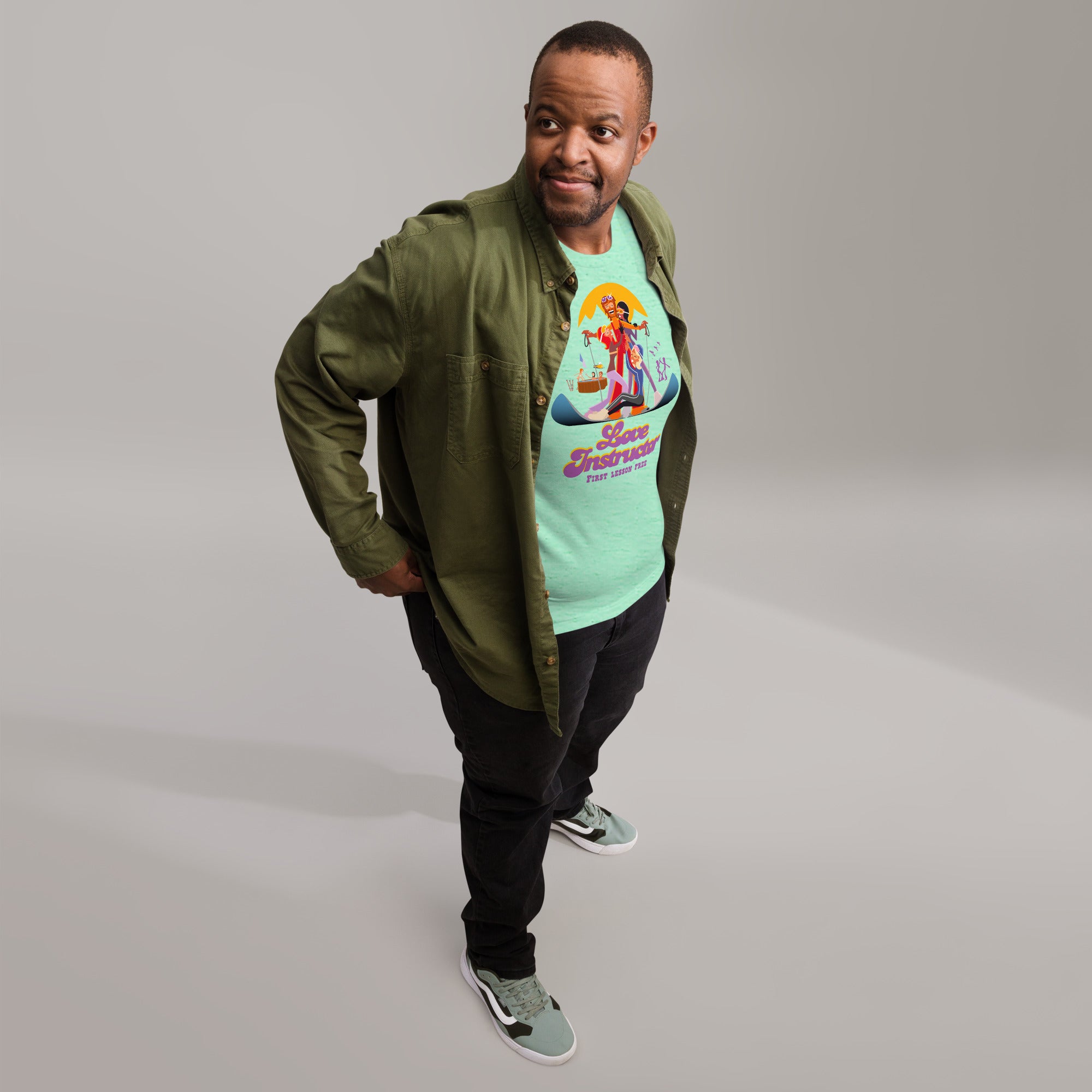 T-shirt en coton unisexe Love instructor First lesson free sur couleurs chinées claires