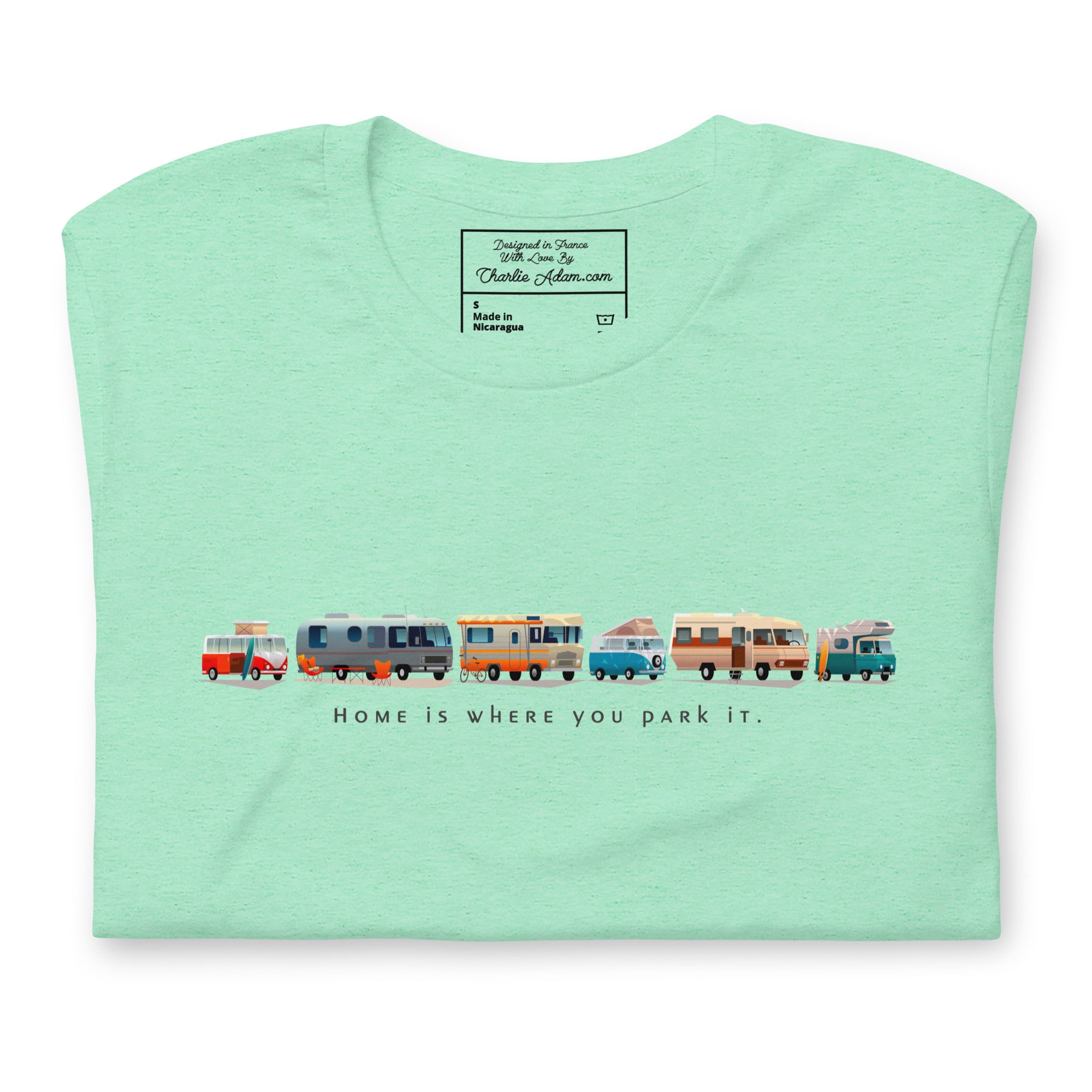T-shirt en coton unisexe Vintage Campers sur couleurs chinées claires