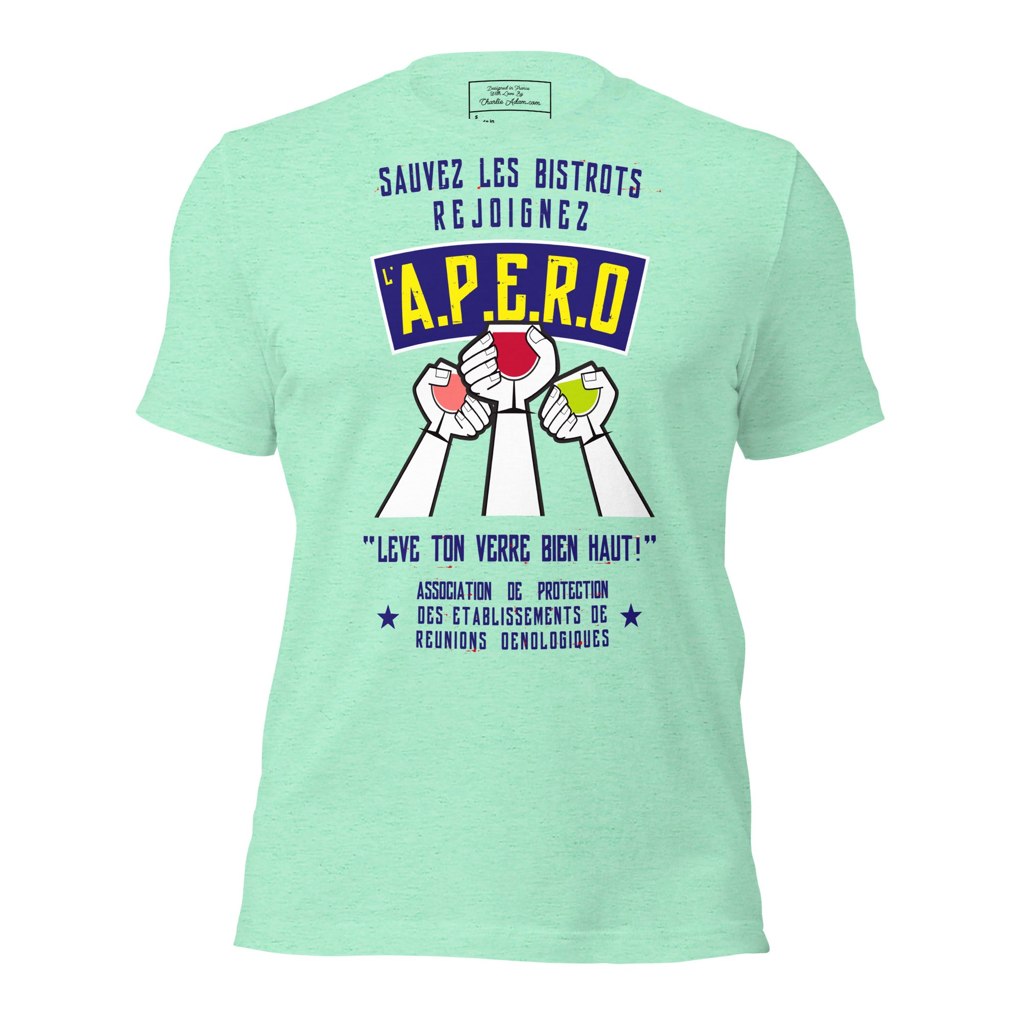 Unisex cotton t-shirt Sauvez les Bistrots, rejoignez l'Apéro on light heather colors