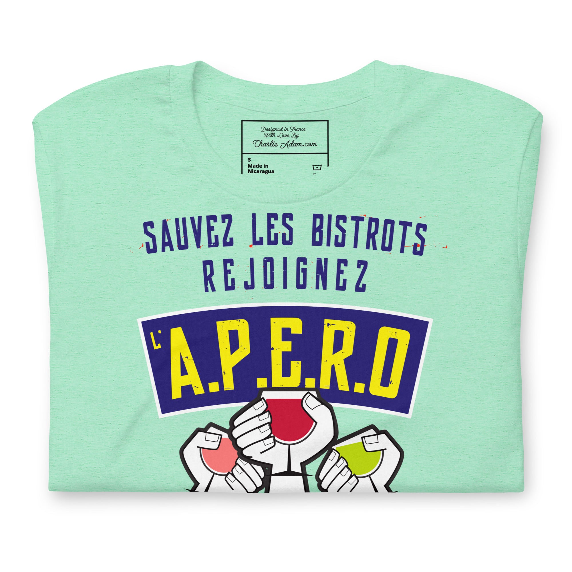 Unisex cotton t-shirt Sauvez les Bistrots, rejoignez l'Apéro on light heather colors
