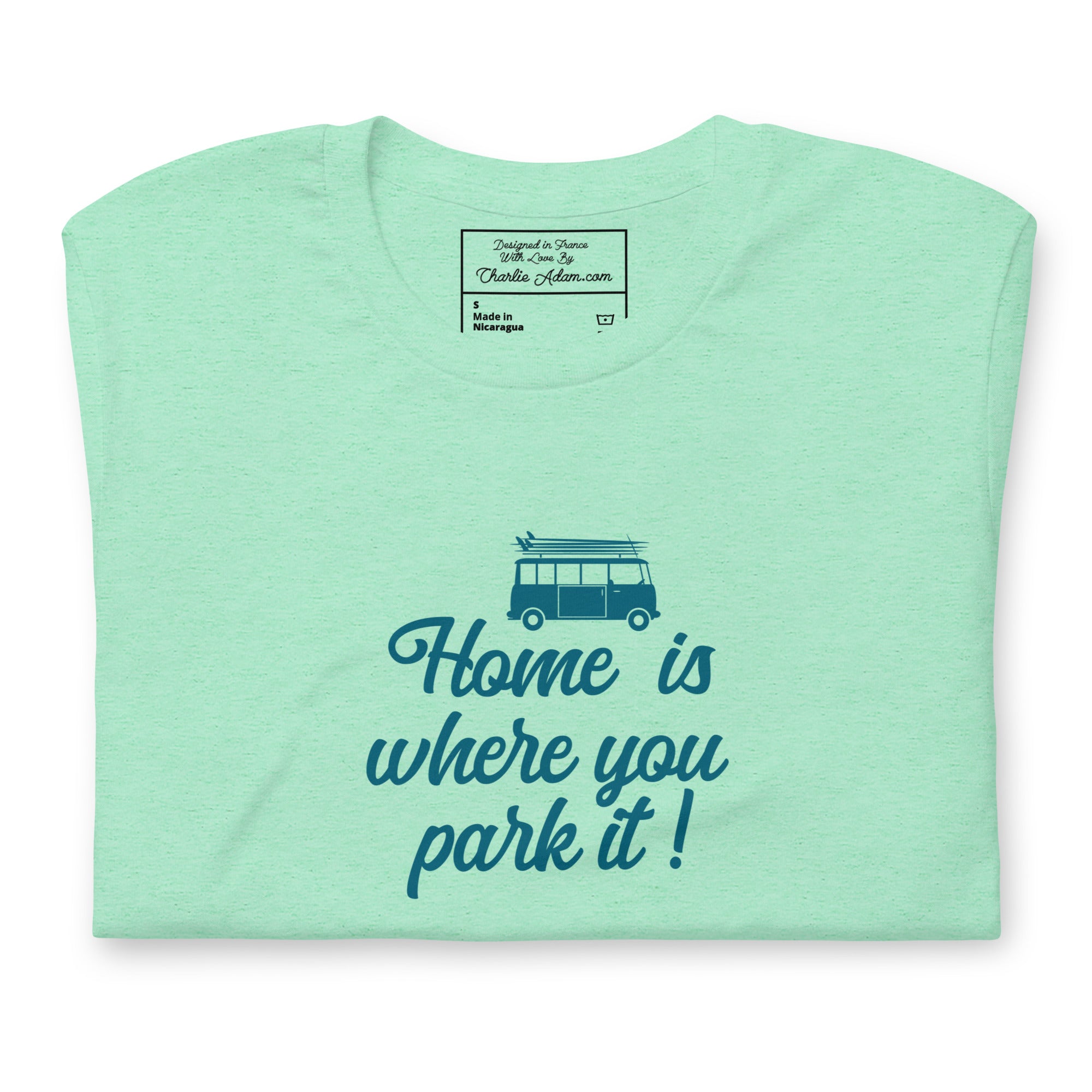 T-shirt en coton unisexe Blue Surf Combi sur couleurs chinées claires