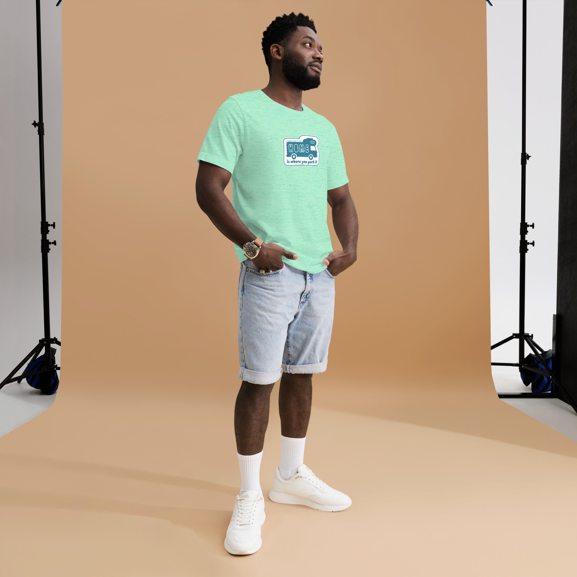 Unisex cotton t-shirt Bold Camper Van on light heather colors