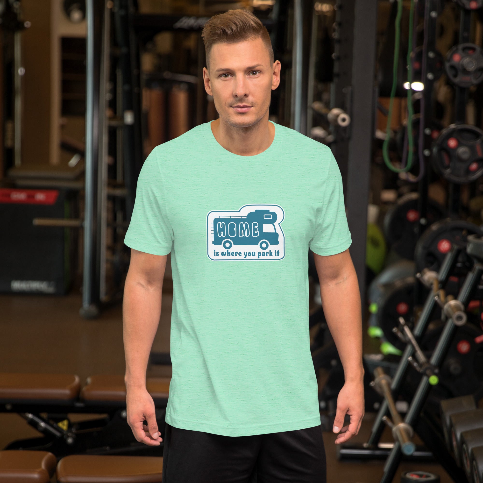 Unisex cotton t-shirt Bold Camper Van on light heather colors