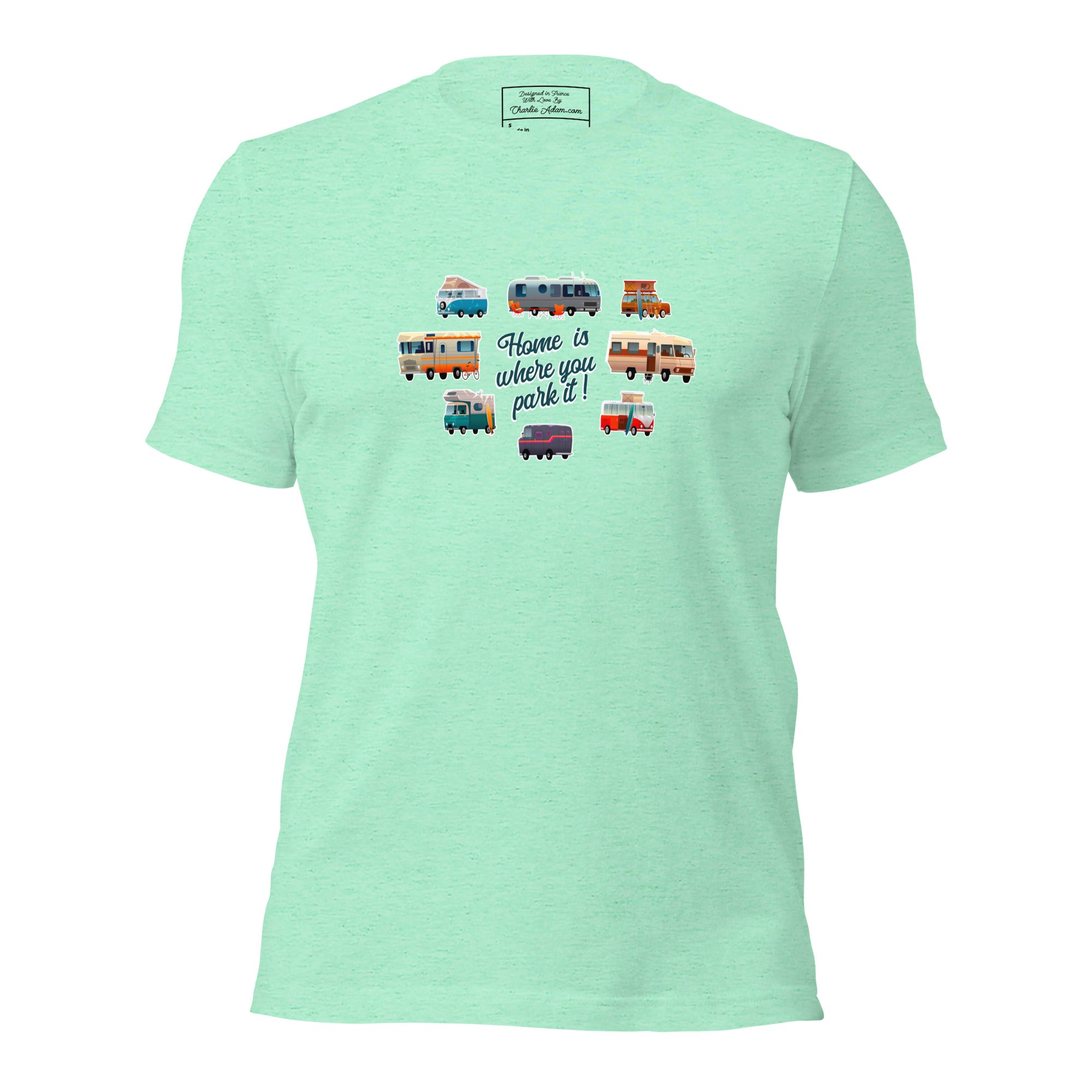 T-shirt en coton unisexe Square Vintage Campers sur couleurs chinées claires