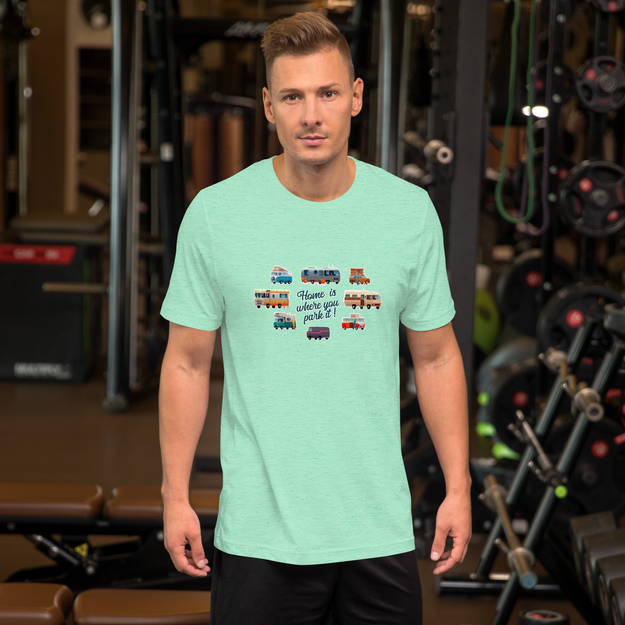T-shirt en coton unisexe Square Vintage Campers sur couleurs chinées claires