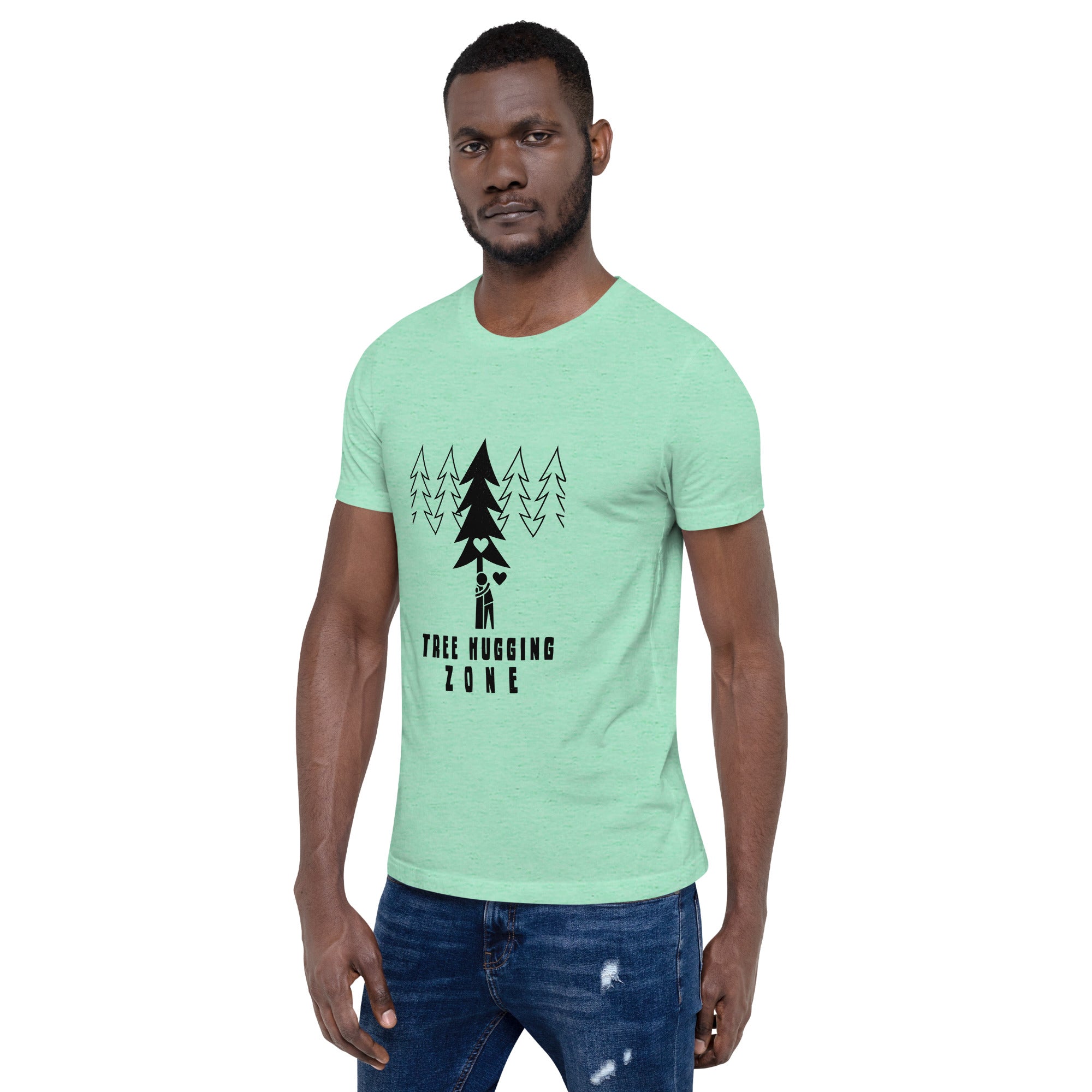 Unisex t-shirt Tree hugging zone on light heather colors