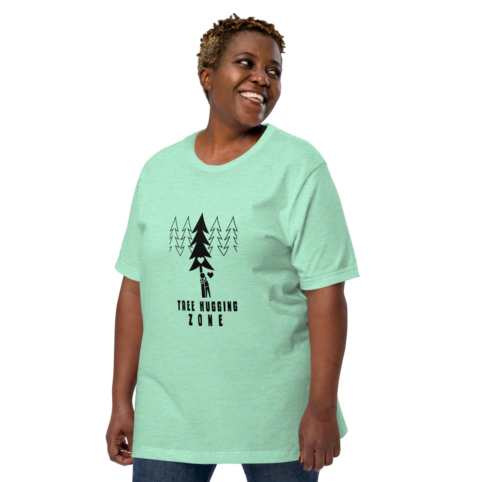 Unisex t-shirt Tree hugging zone on light heather colors