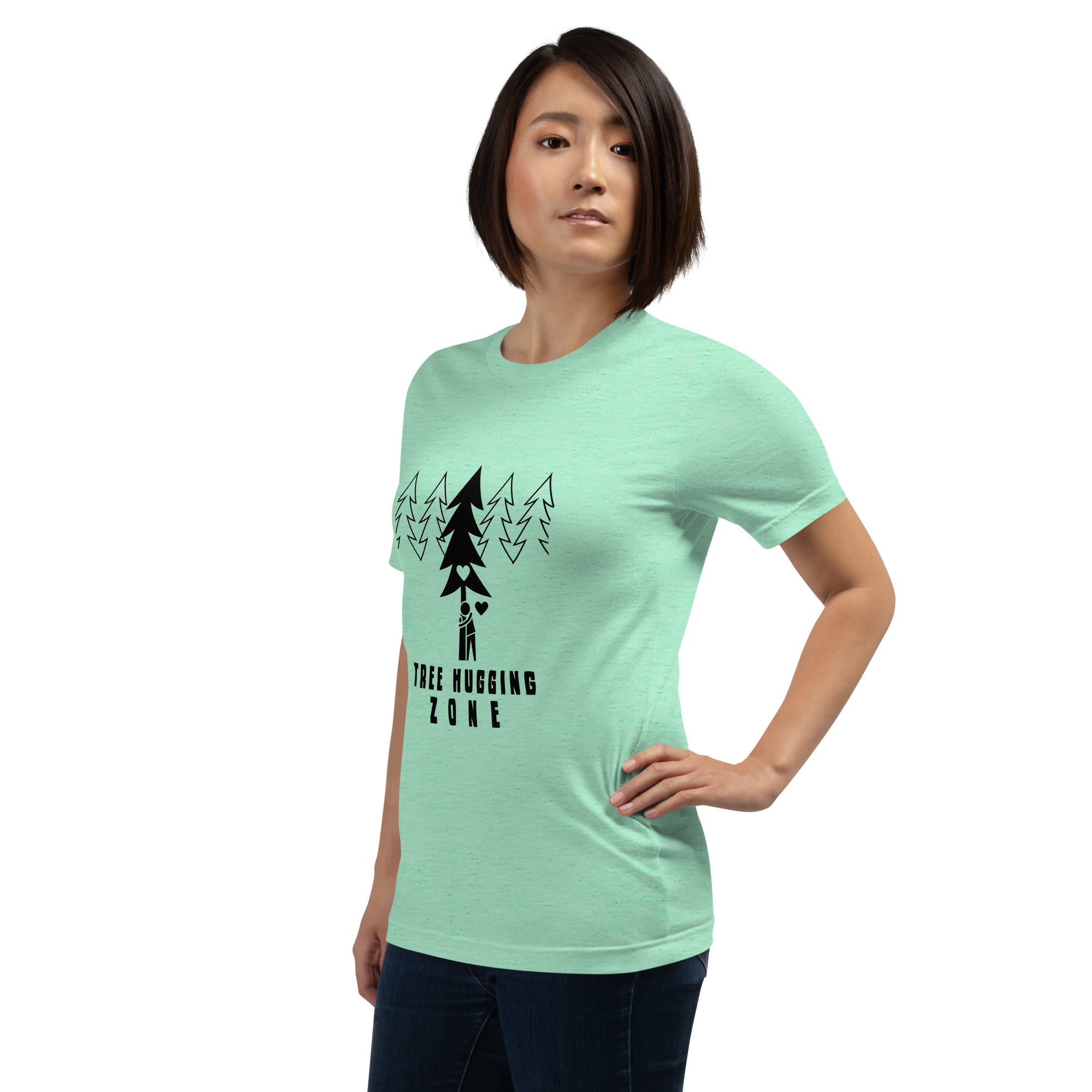 Unisex t-shirt Tree hugging zone on light heather colors