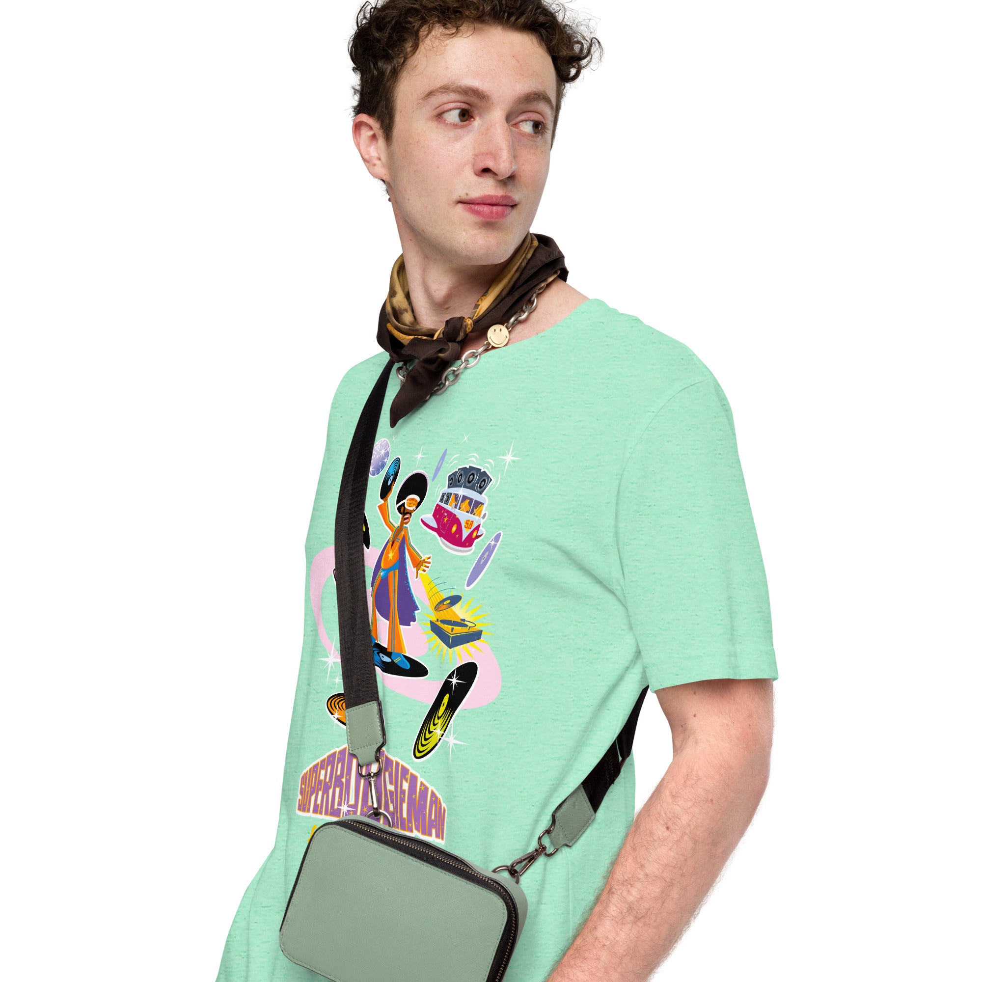 Unisex t-shirt Superboogieman saves the Party on light heather colors