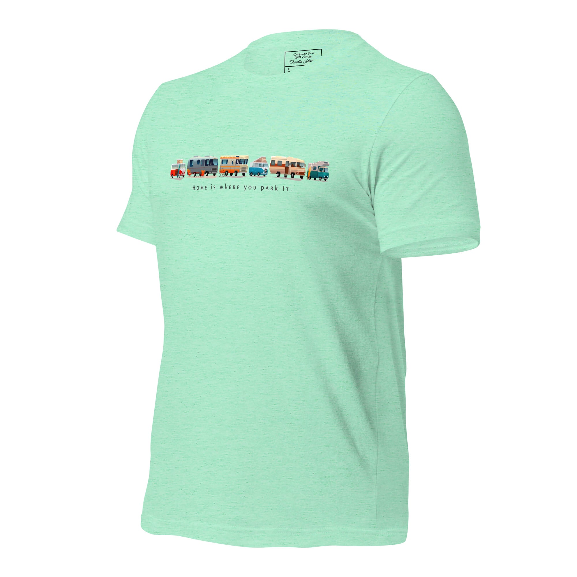 T-shirt en coton unisexe Vintage Campers sur couleurs chinées claires