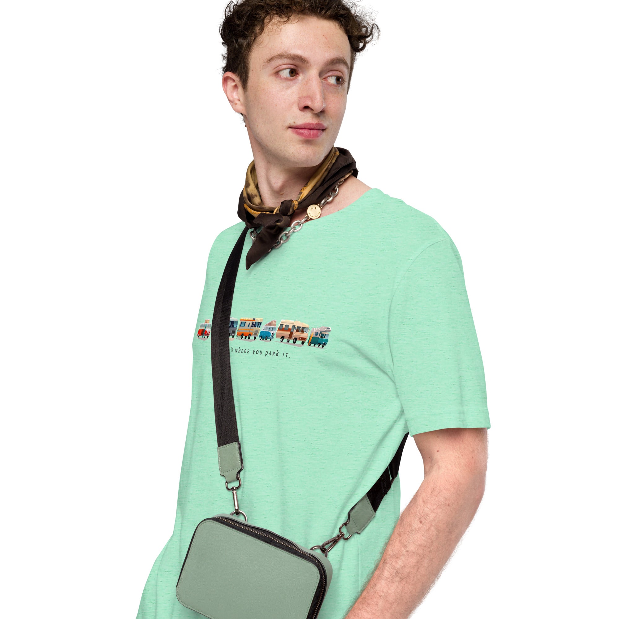 T-shirt en coton unisexe Vintage Campers sur couleurs chinées claires