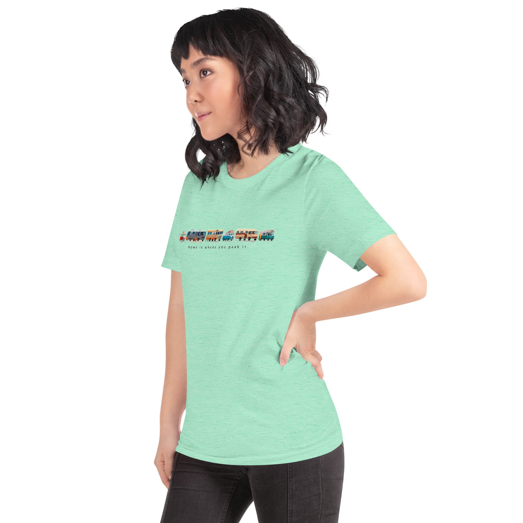 T-shirt en coton unisexe Vintage Campers sur couleurs chinées claires