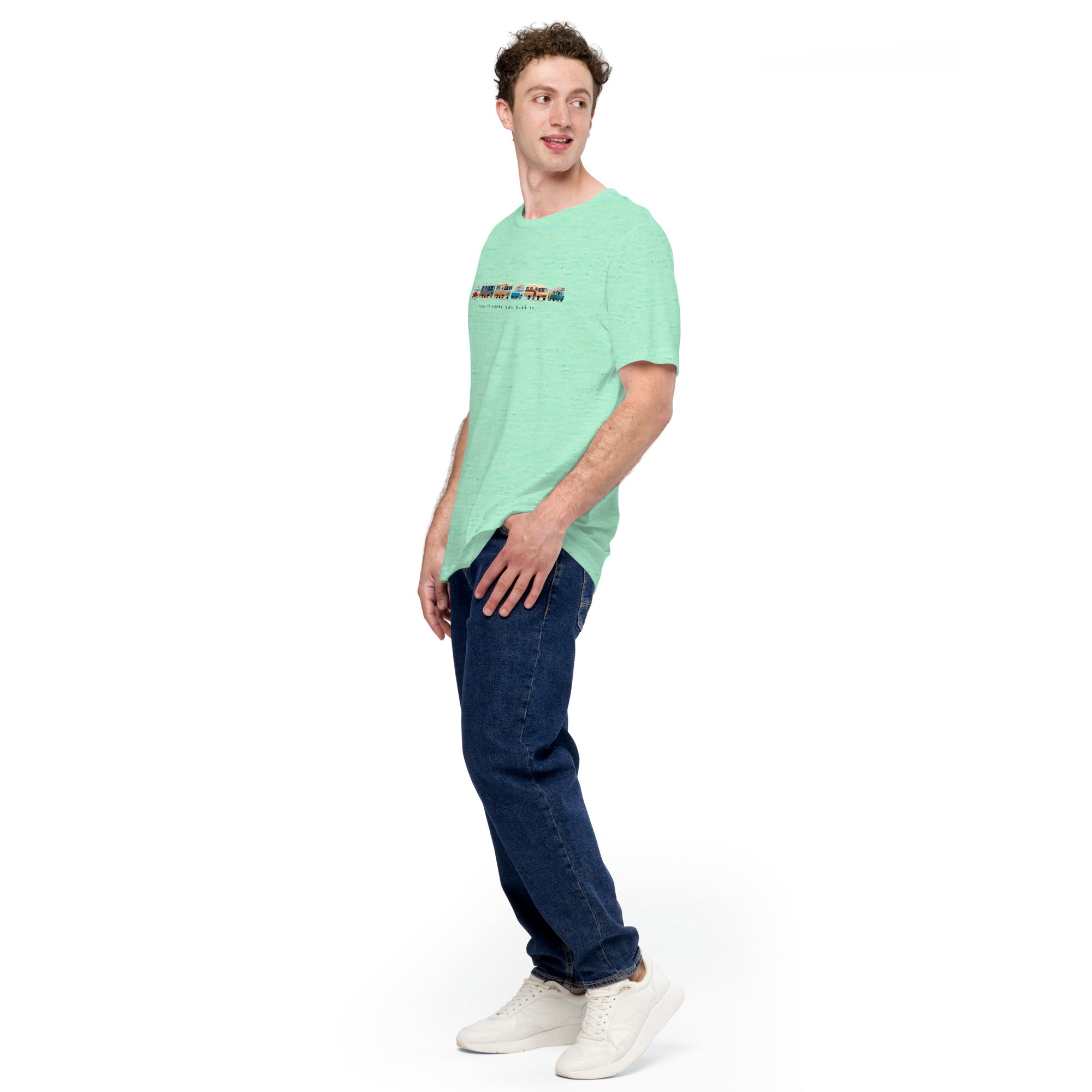 T-shirt en coton unisexe Vintage Campers sur couleurs chinées claires