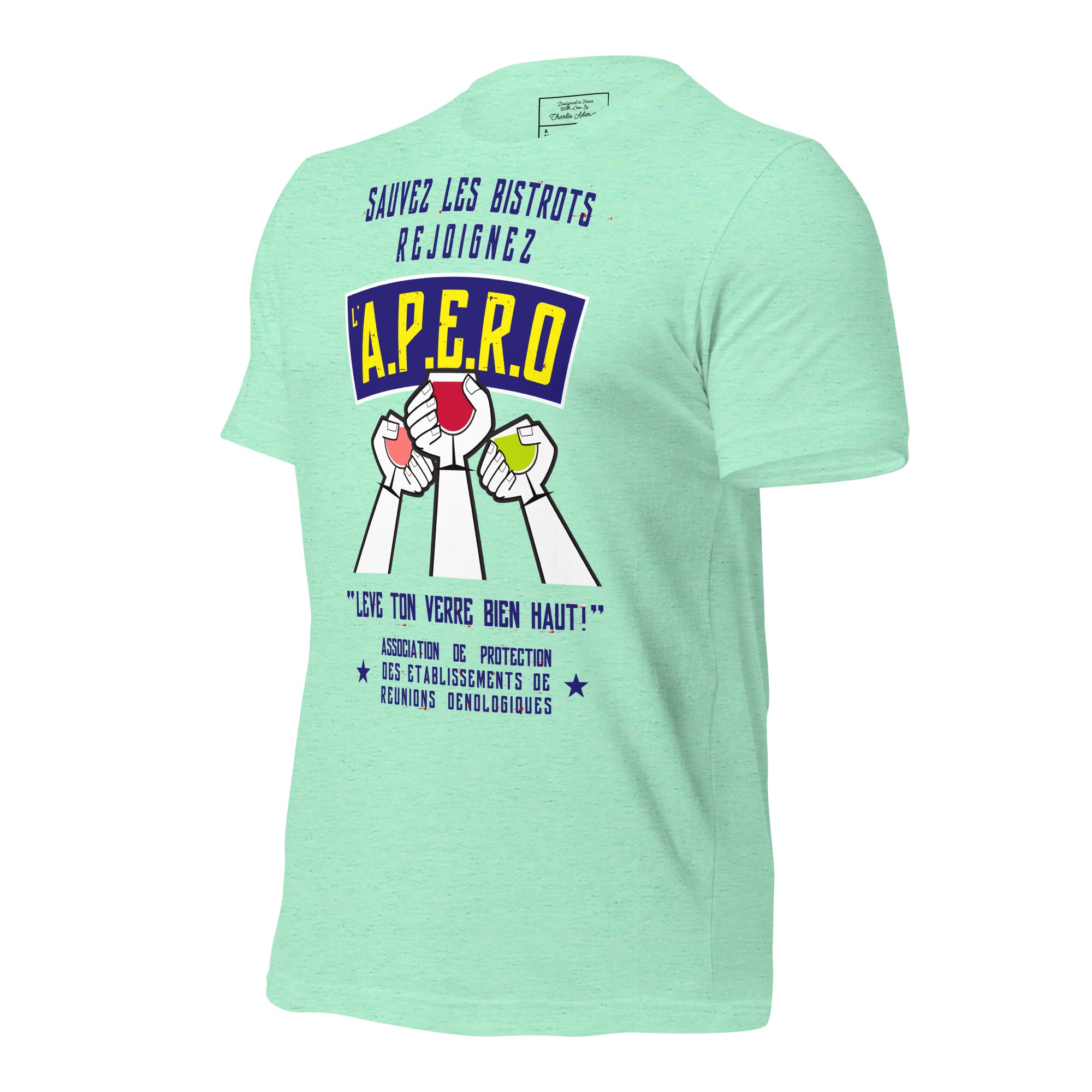 Unisex cotton t-shirt Sauvez les Bistrots, rejoignez l'Apéro on light heather colors