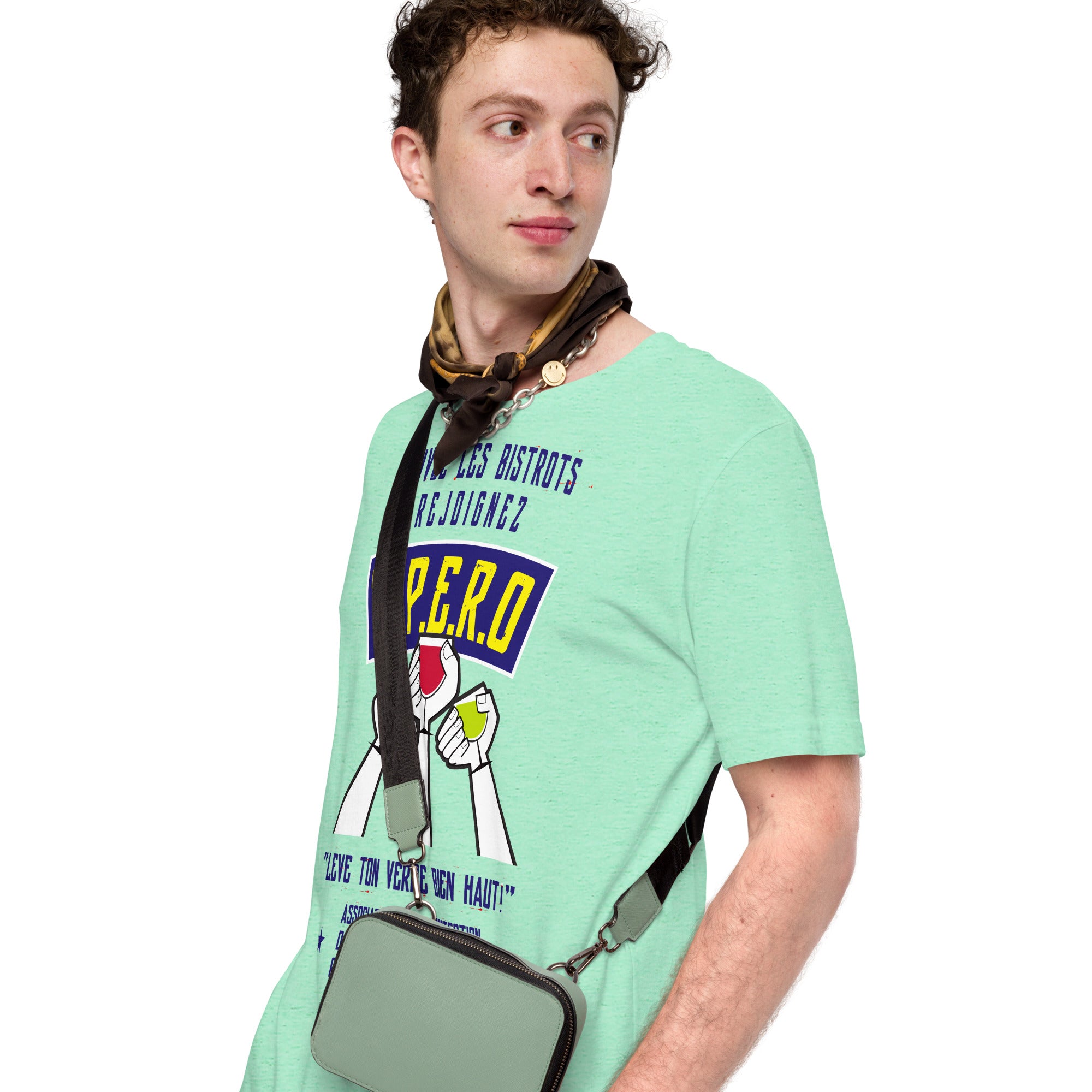 Unisex cotton t-shirt Sauvez les Bistrots, rejoignez l'Apéro on light heather colors