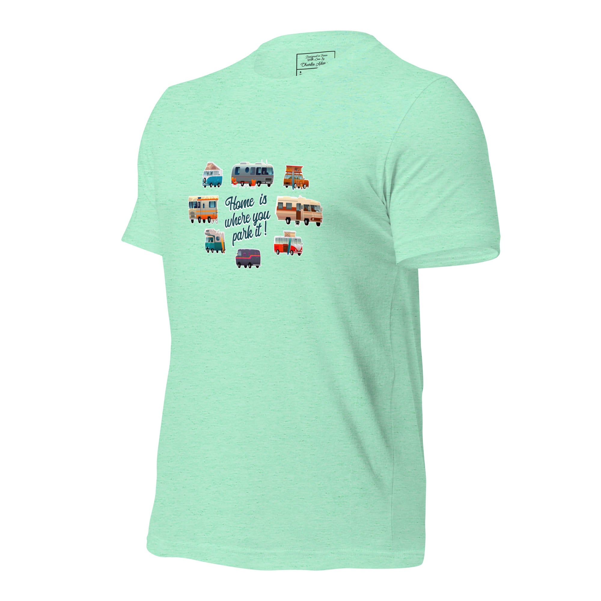 T-shirt en coton unisexe Square Vintage Campers sur couleurs chinées claires