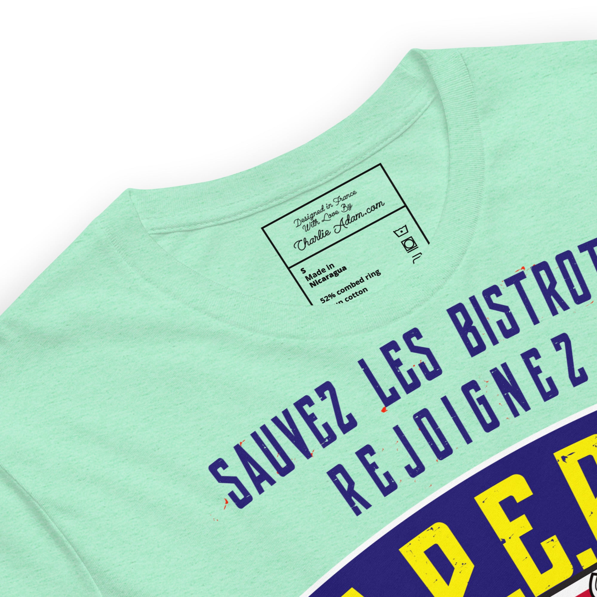 Unisex cotton t-shirt Sauvez les Bistrots, rejoignez l'Apéro on light heather colors