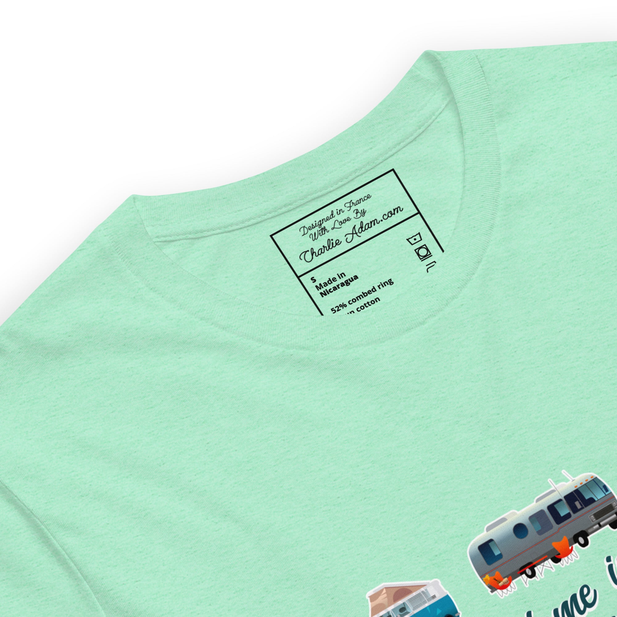 T-shirt en coton unisexe Square Vintage Campers sur couleurs chinées claires