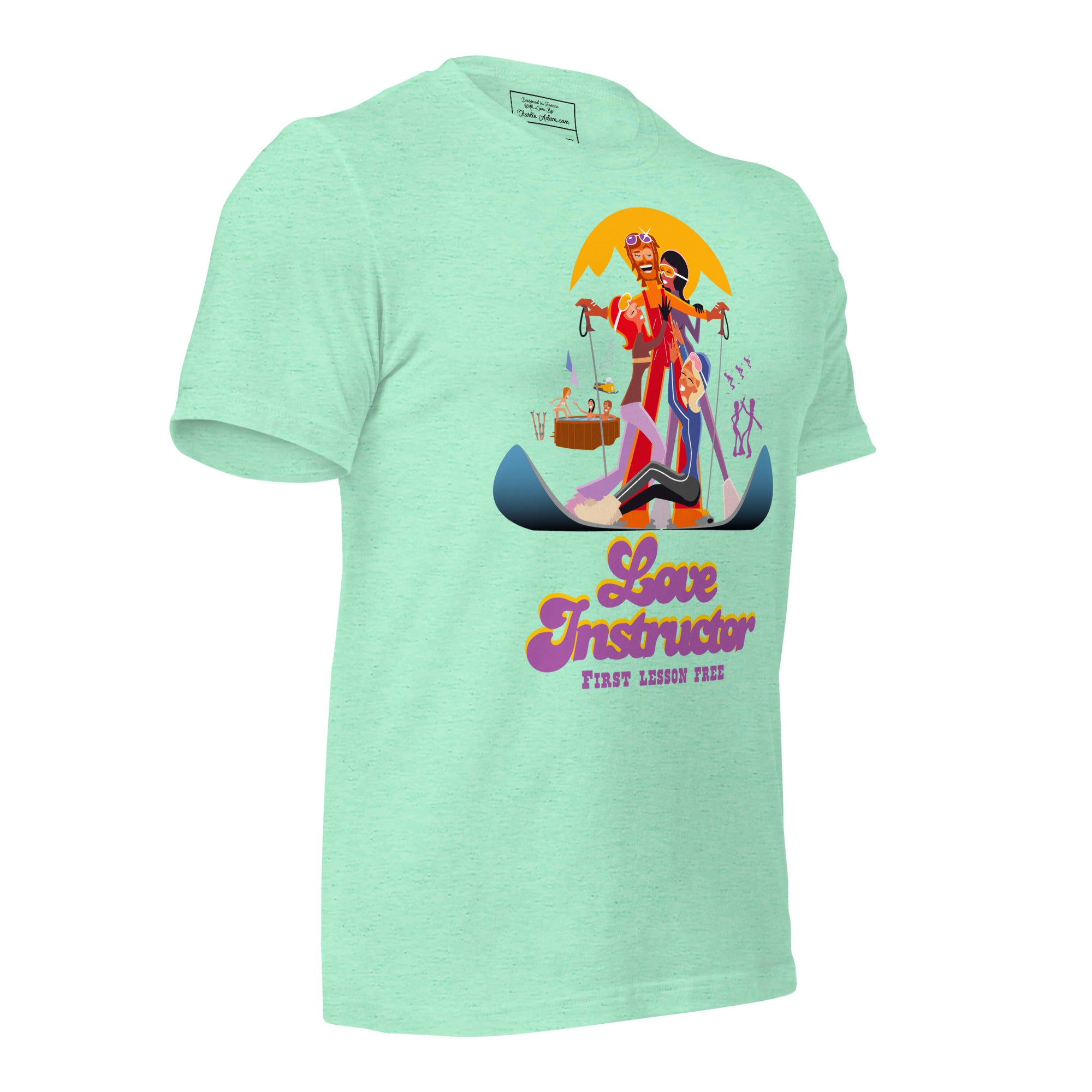 T-shirt en coton unisexe Love instructor First lesson free sur couleurs chinées claires