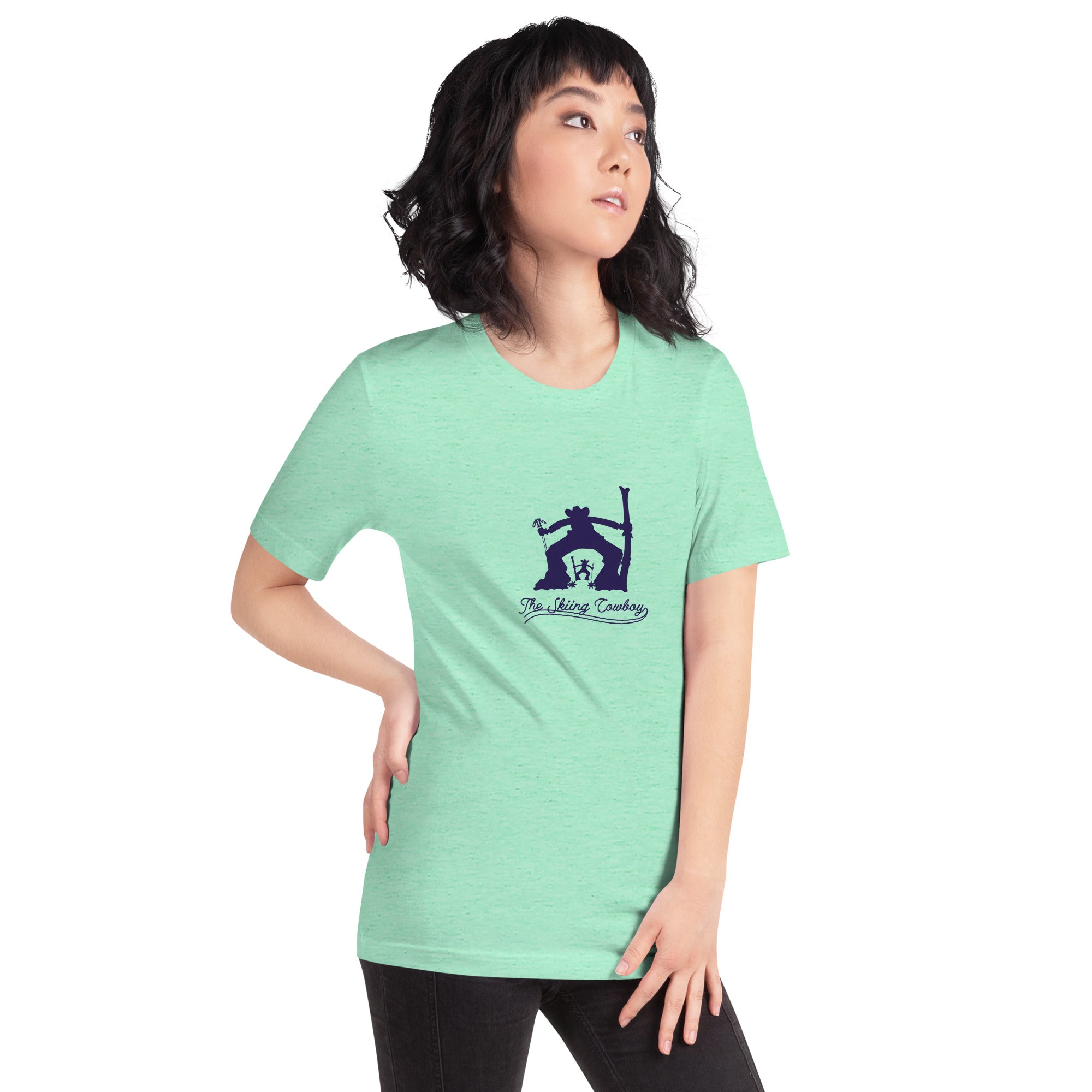 T-shirt en coton unisexe Ski Fight at OK Corral Silhouette sur couleurs chinées claires