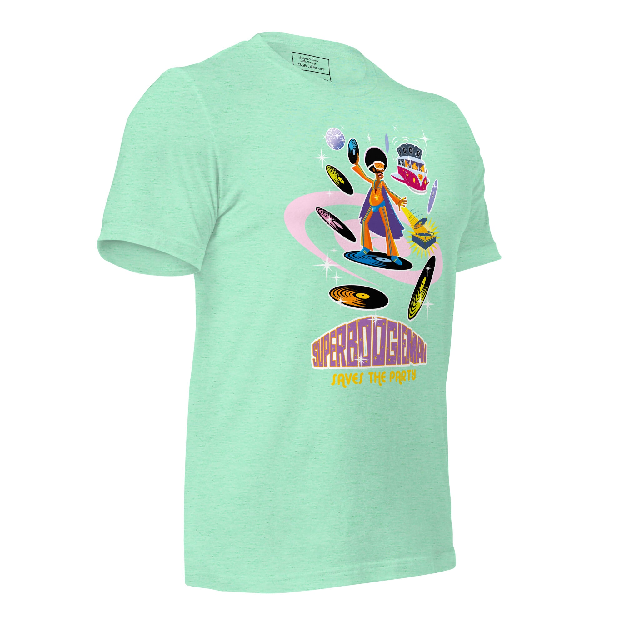 Unisex t-shirt Superboogieman saves the Party on light heather colors