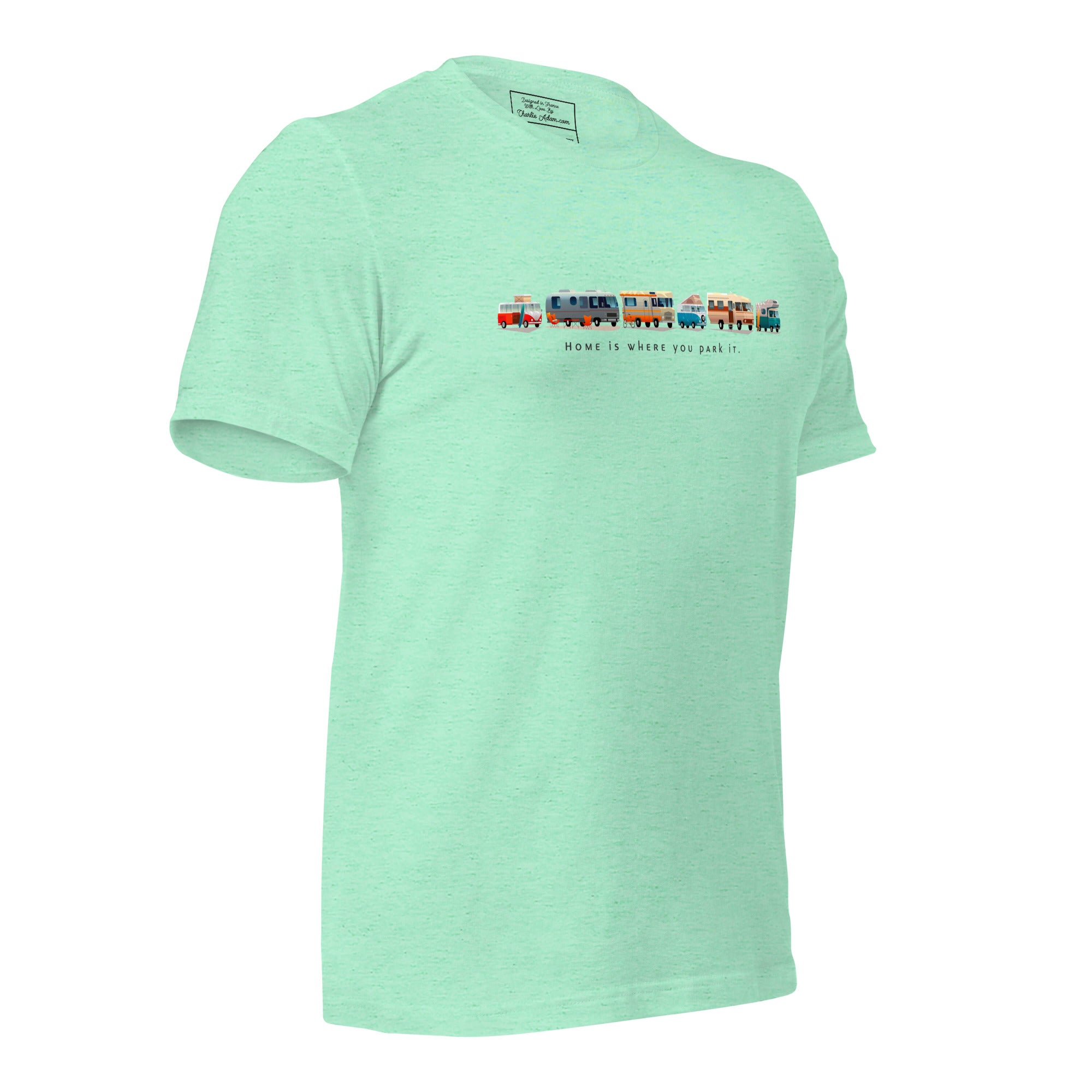 T-shirt en coton unisexe Vintage Campers sur couleurs chinées claires