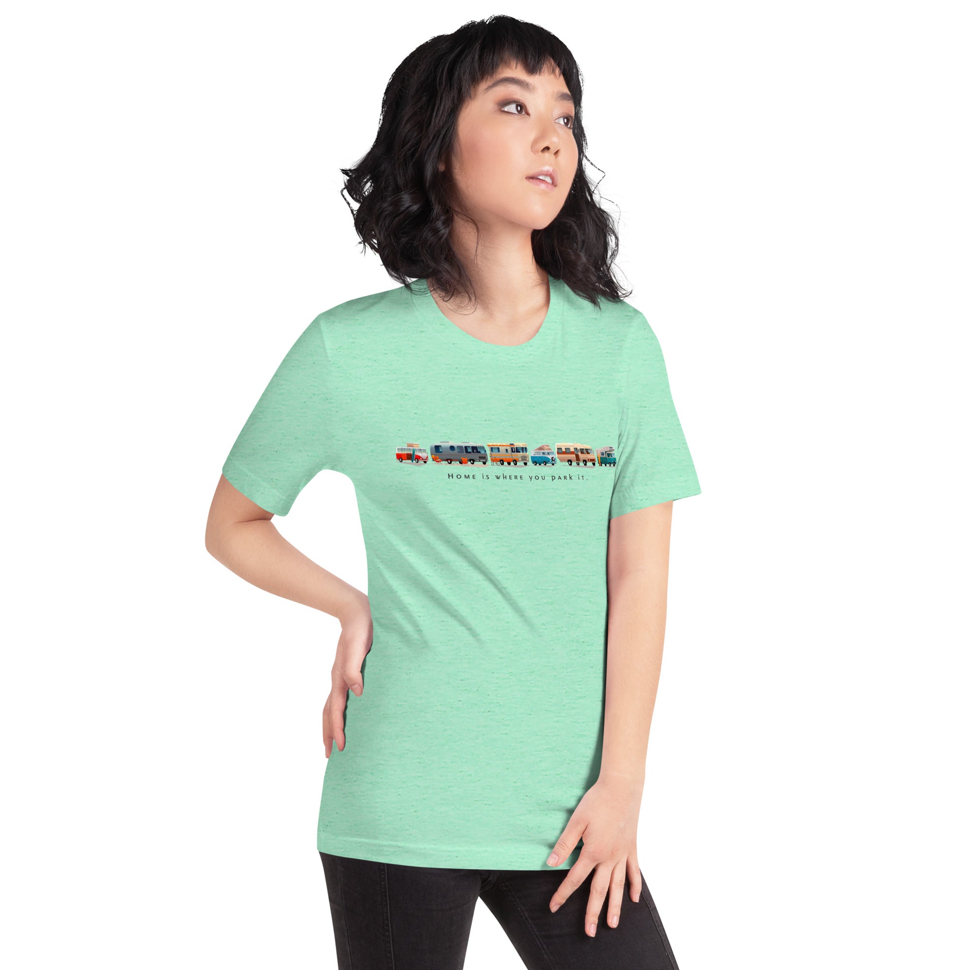 T-shirt en coton unisexe Vintage Campers sur couleurs chinées claires