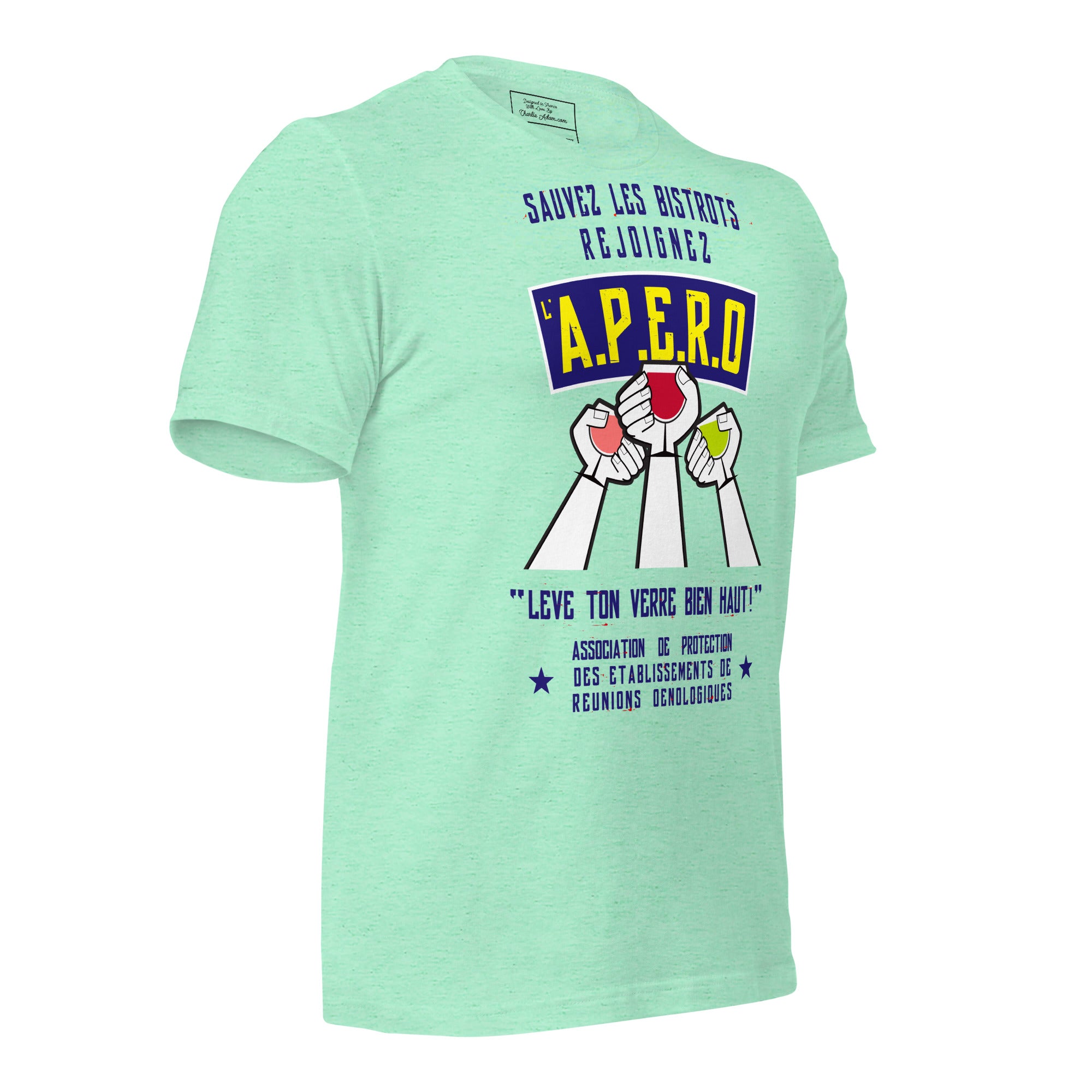 Unisex cotton t-shirt Sauvez les Bistrots, rejoignez l'Apéro on light heather colors