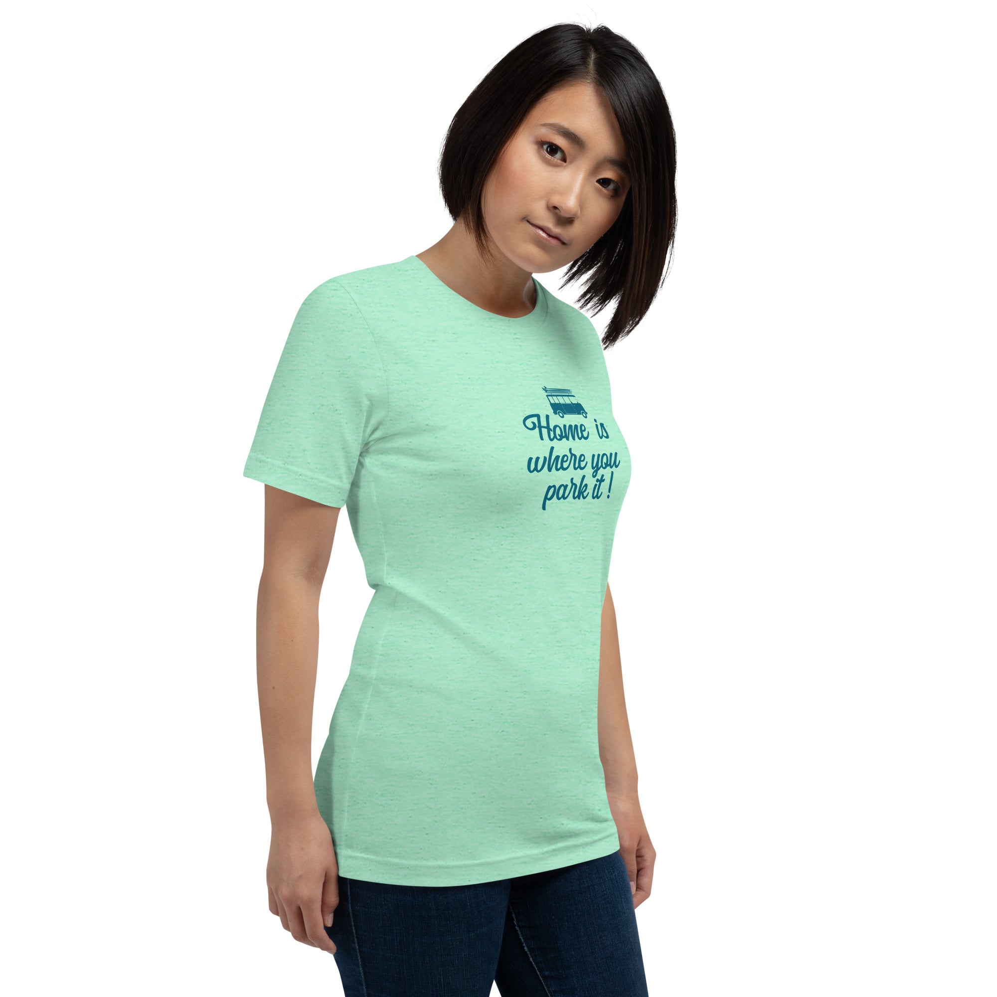 T-shirt en coton unisexe Blue Surf Combi sur couleurs chinées claires