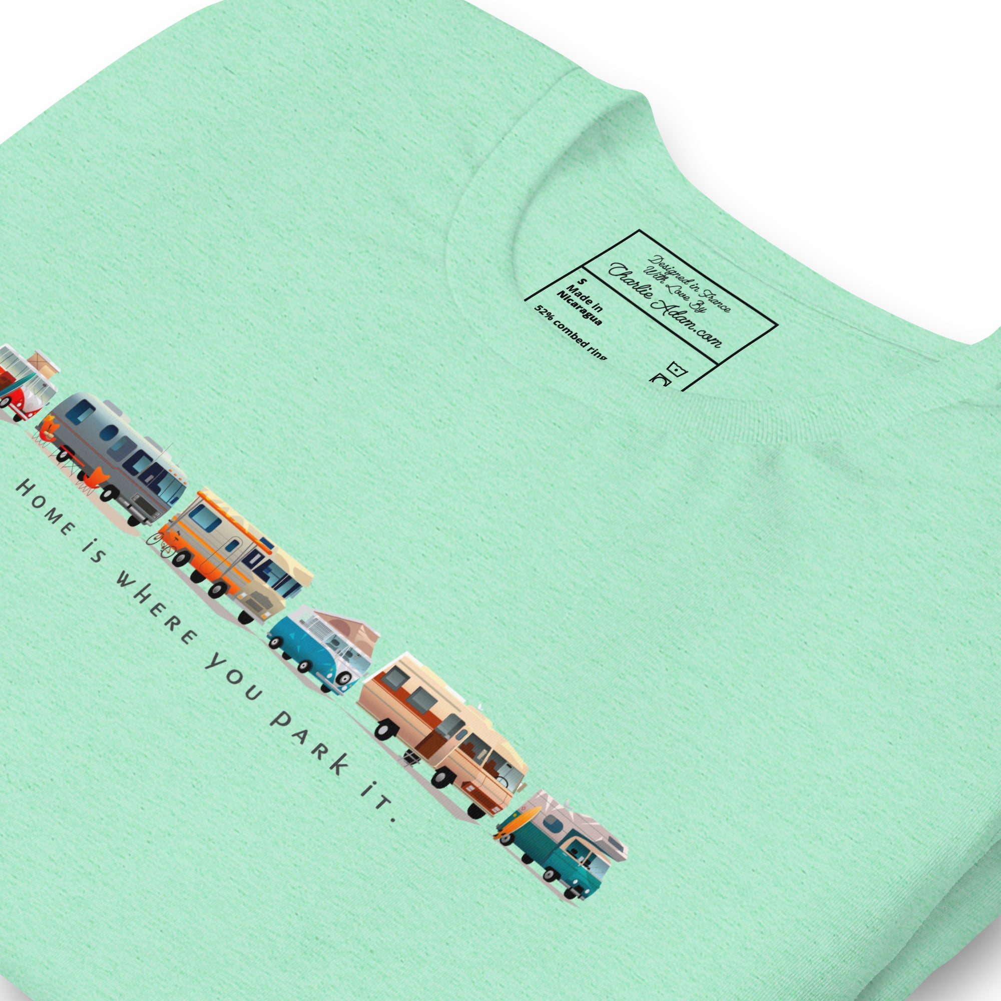 T-shirt en coton unisexe Vintage Campers sur couleurs chinées claires